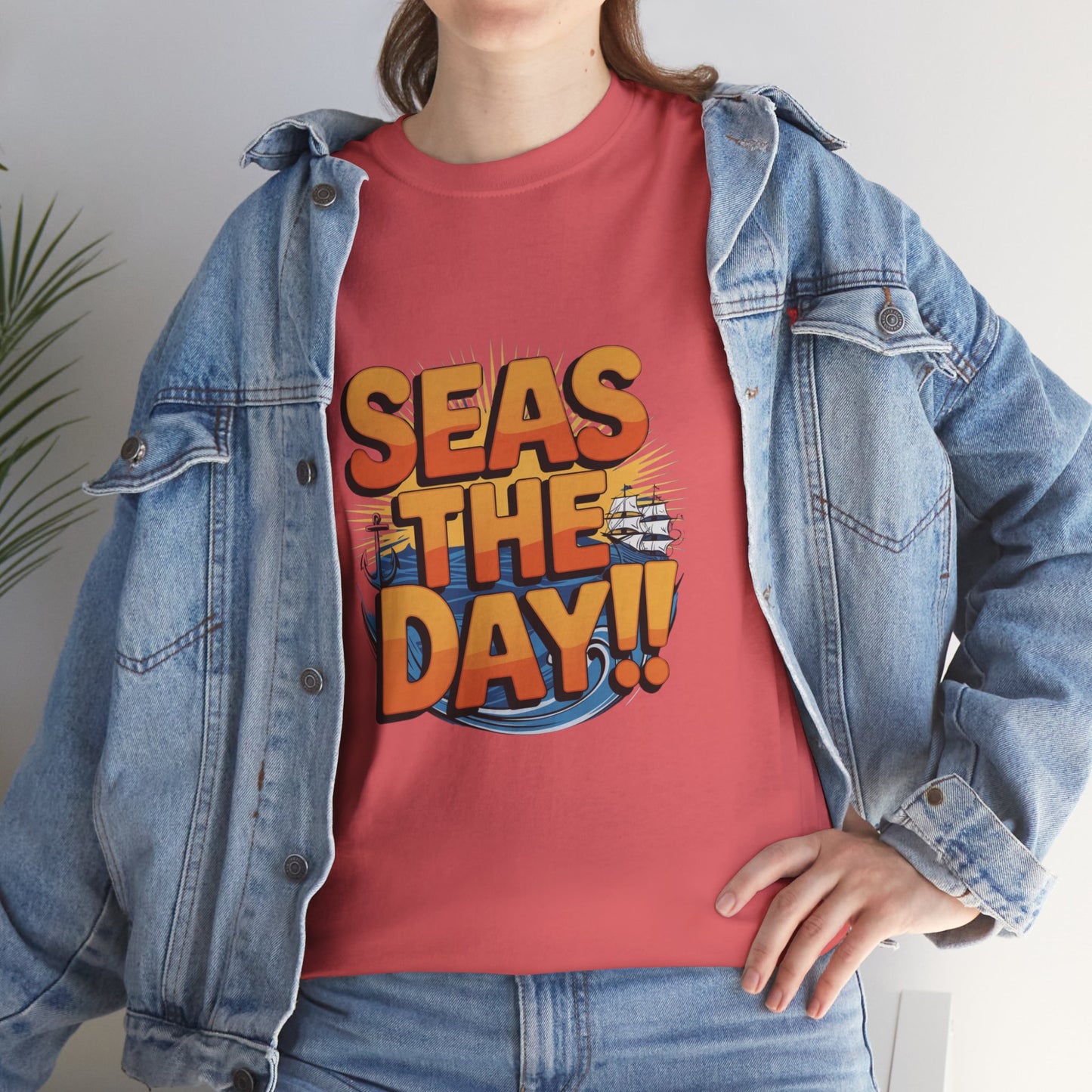 Seas The Day!! Tee • Ocean Pun Graphic Shirt • Comfort Colors Unisex Beachy Vibes • Nautical Aesthetic • Gift for Sea Lovers & Summer Vacays