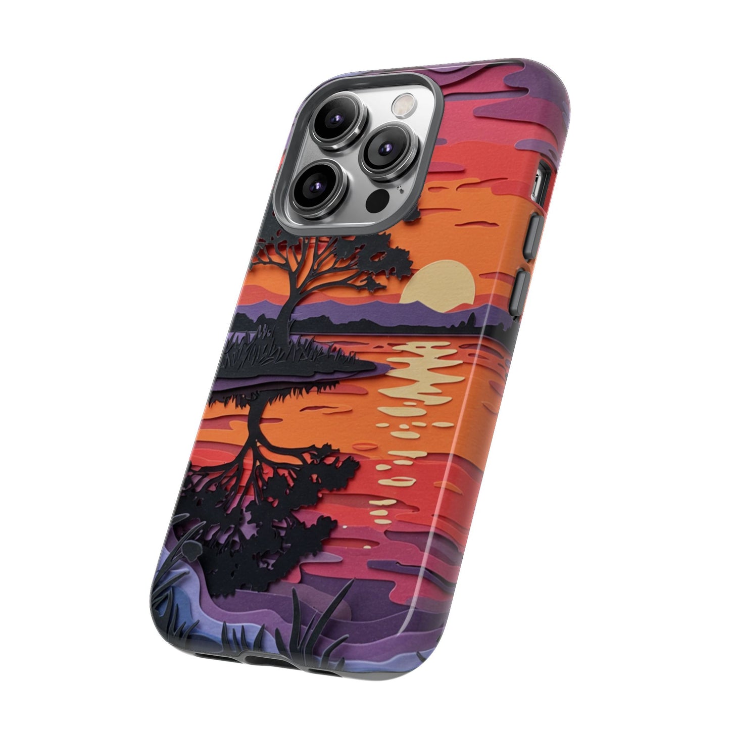 iPhone Case - Colorful Paper Art Sunset Design