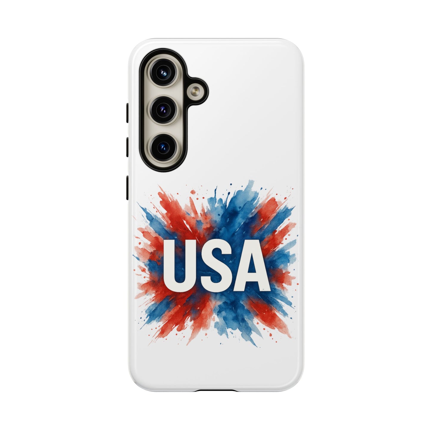 USA Splash Samsung Case - Patriotic Red White Blue Tough Cover, Dual-Layer Protection, 4th of July amd Veteran Gift for Galaxy