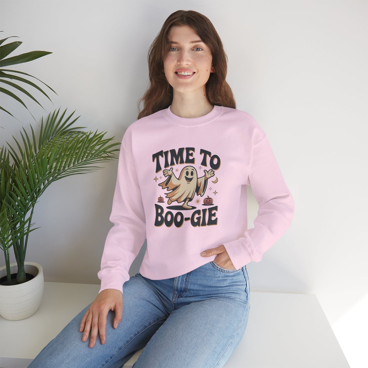 Time to Boo-gie Sweatshirt, Cute Ghost Halloween Crewneck, Spooky Sayings Graphic Pullover, Boo-gie Ghost Sweater, Fall Spooky Season Outfit