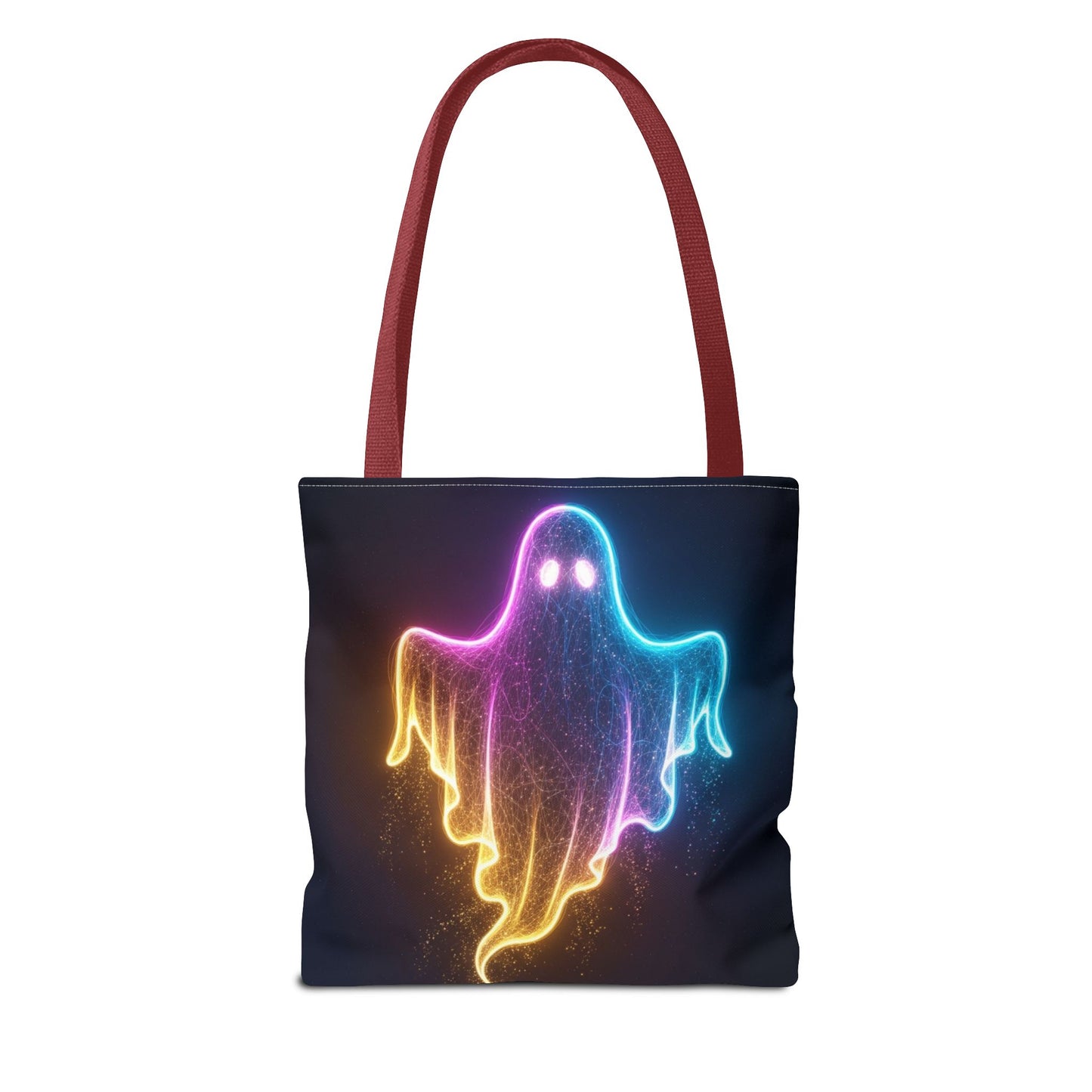 Neon Ghost Tote Bag - Bright Colorful Ghost Print Shoulder Tote, Spooky Cute Reusable Canvas Bag, Halloween Aesthetic Everyday Carry