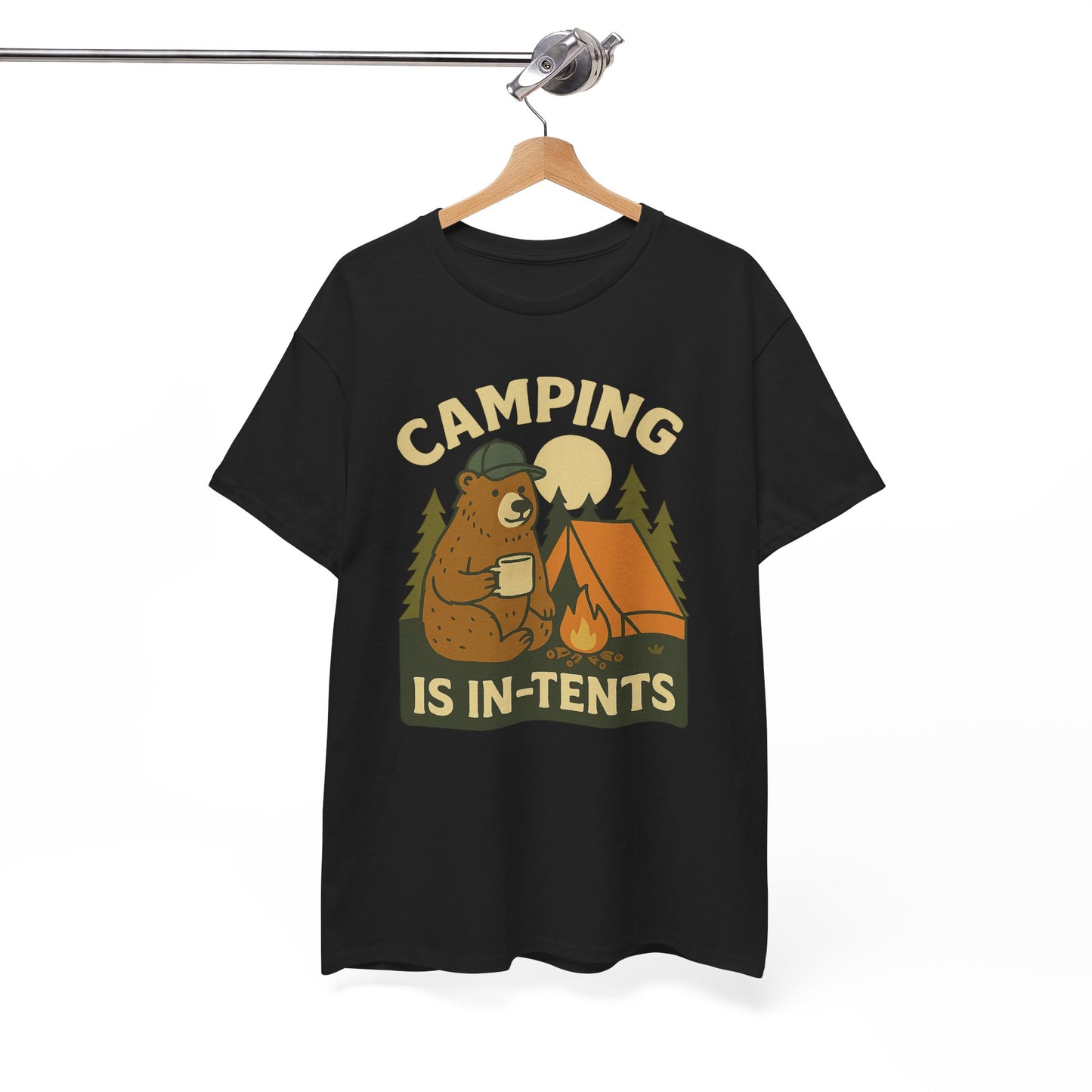 Camping Is In-Tents Funny Bear Camping Tee - Cute Outdoorsy Pun Shirt - Retro Campfire Graphic, Nature Lover Gift, Unisex Adventure Apparel