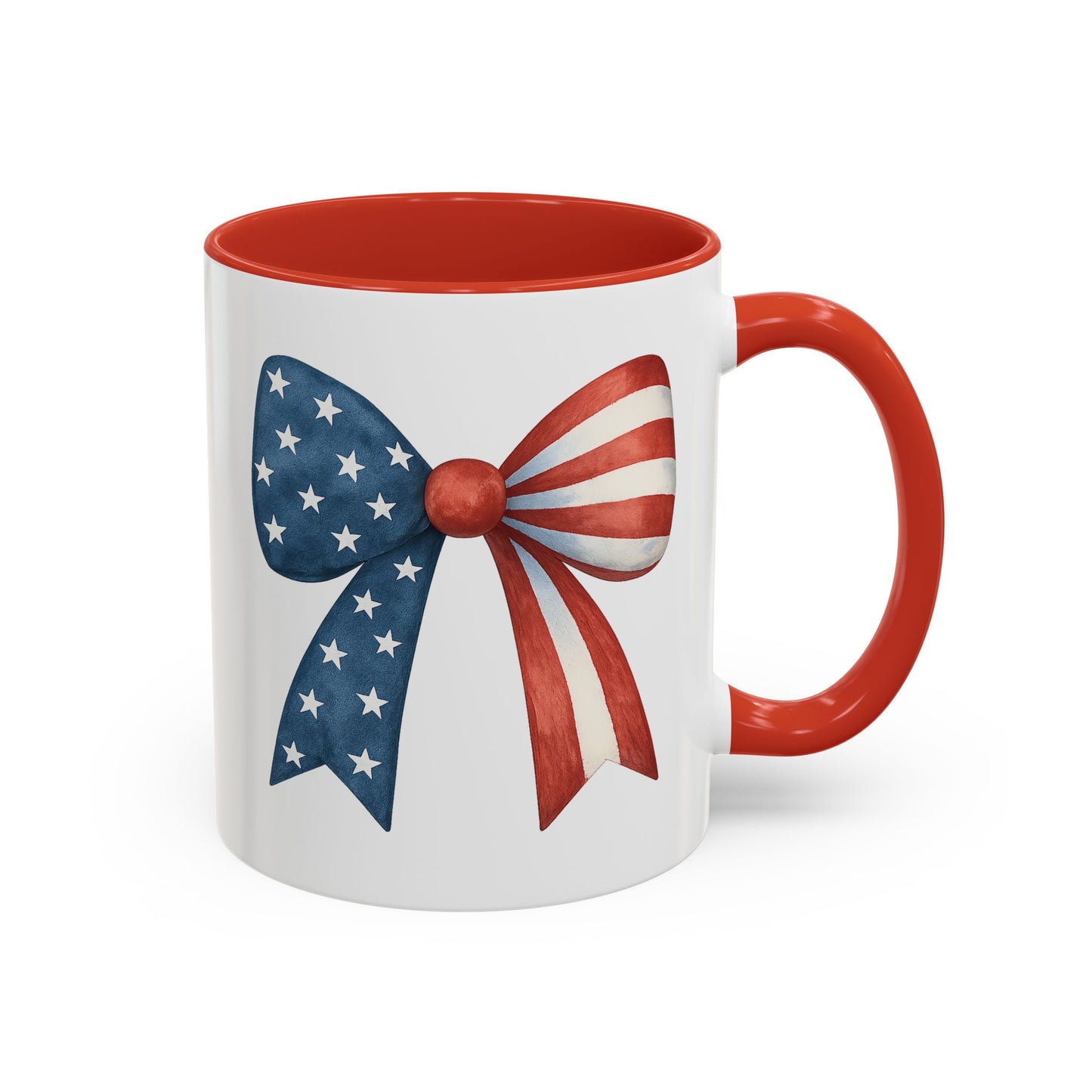 Patriotic Bow Mug | 4th of July Coffee Mug | American Flag Mug | USA Stars Stripes Cup | July 4th Gift Idea | Red White Blue Drinkware