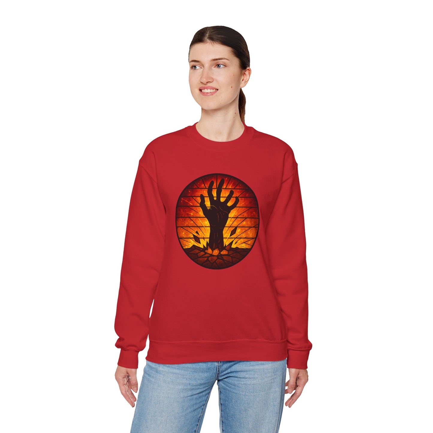 Zombie Hand Sweatshirt, Creepy Rising Hand Crewneck, Halloween Graveyard Sweatshirt, Spooky Hand Emerging, Gothic Horror Sweater