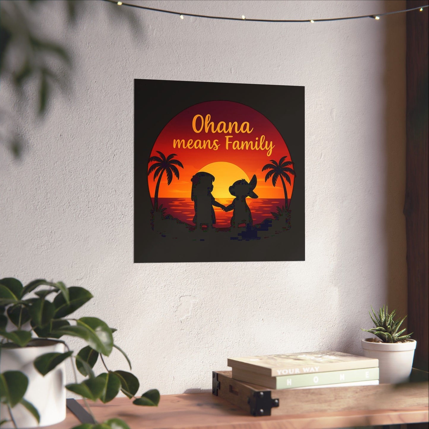 Ohana Means Family Poster - Sunset Wall Art, Family Inspired Print, Hawaiian Quote Decor, Family Room Aesthetic