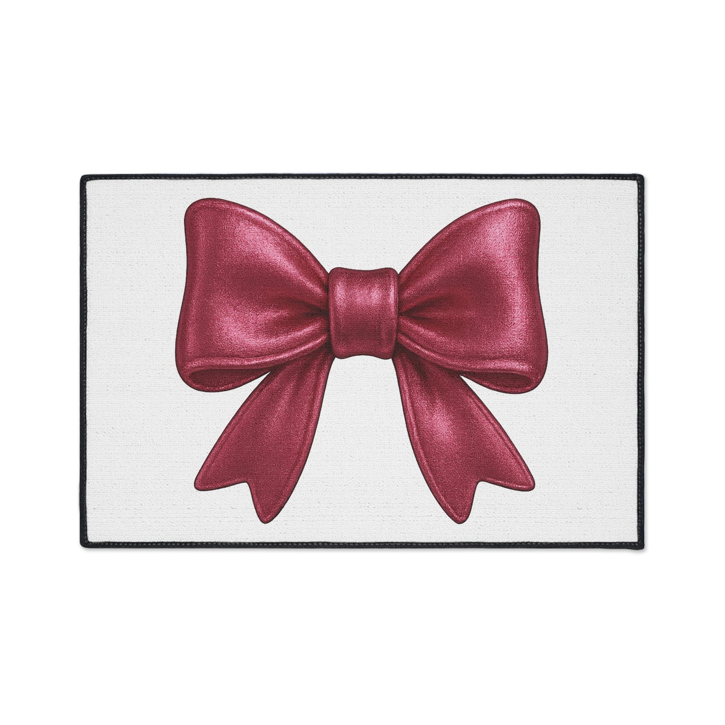 Red Bow Door Mat - Cute Glam Entry Rug, Pink Ribbon Welcome Mat, Girly Home Decor, Holiday Front Door Rug