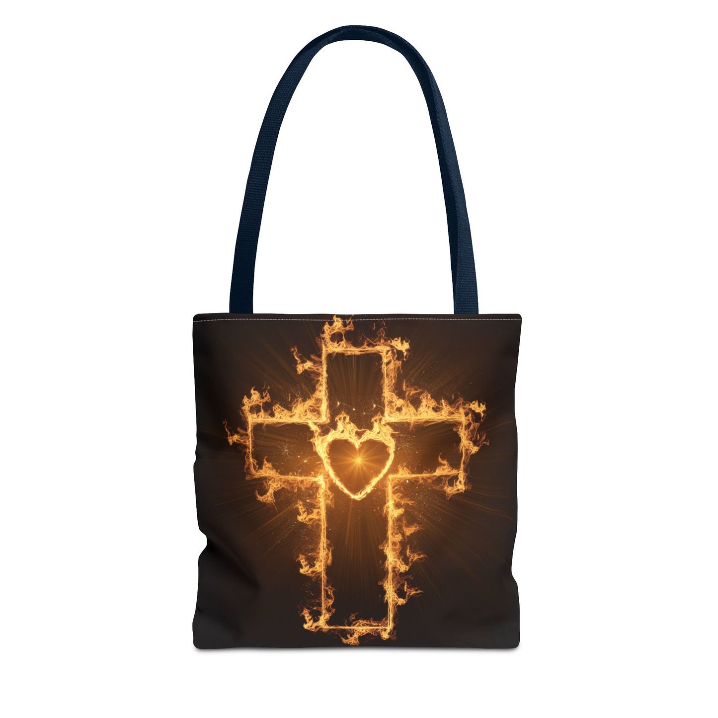 Stylish Flame Cross Tote Bag - Faith-Inspired Fashion