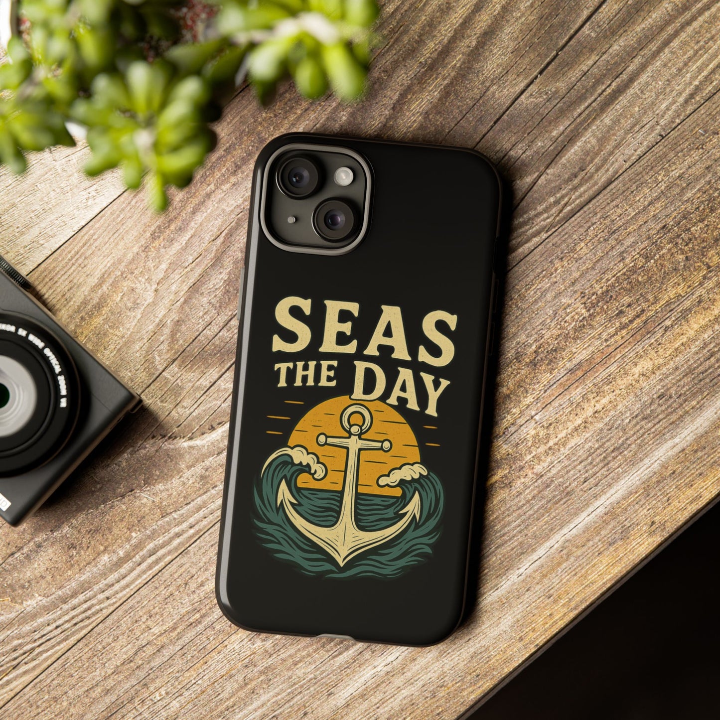 Seas the Day iPhone Case – Nautical Anchor Phone Cover – Ocean Pun Gift – Beach Lover iPhone Accessory – Summer Adventure Phone Case