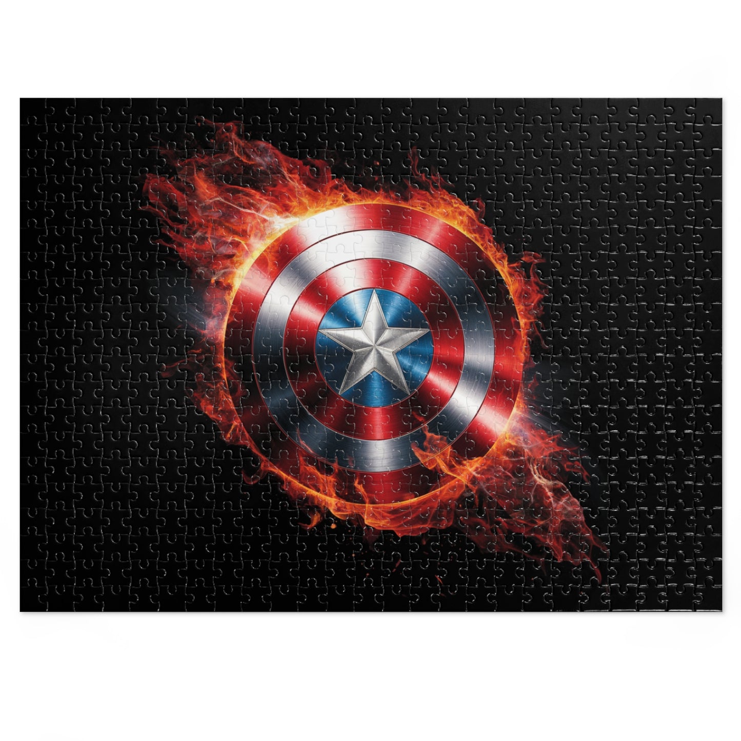 Fire & Shield Jigsaw Puzzle with Tin | Marvel-Inspired Home Décor