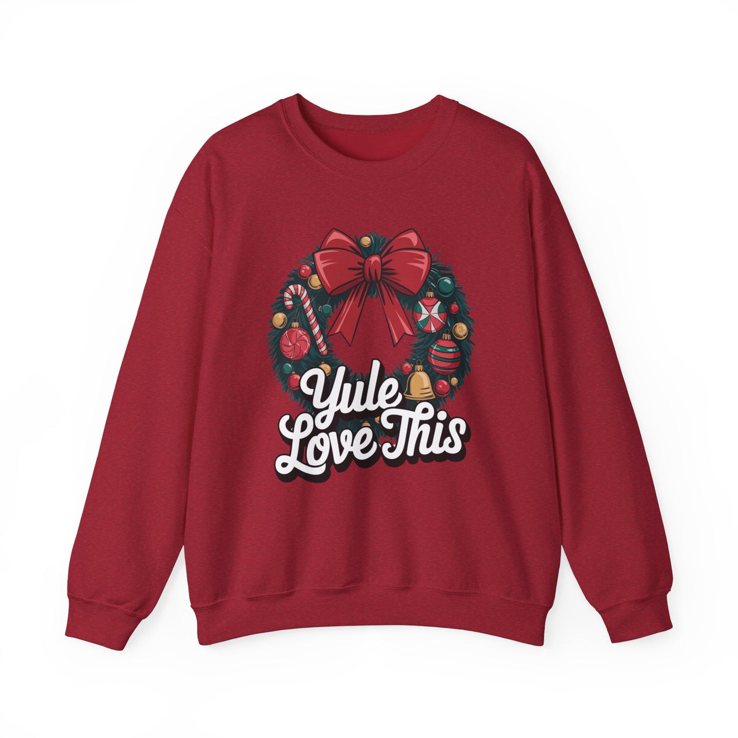 Christmas Wreath Unisex Sweatshirt, Yule Love This Holiday Jumper, Fun Crewneck Pullover, Festive Winter Apparel, Xmas Gift for Him and Her