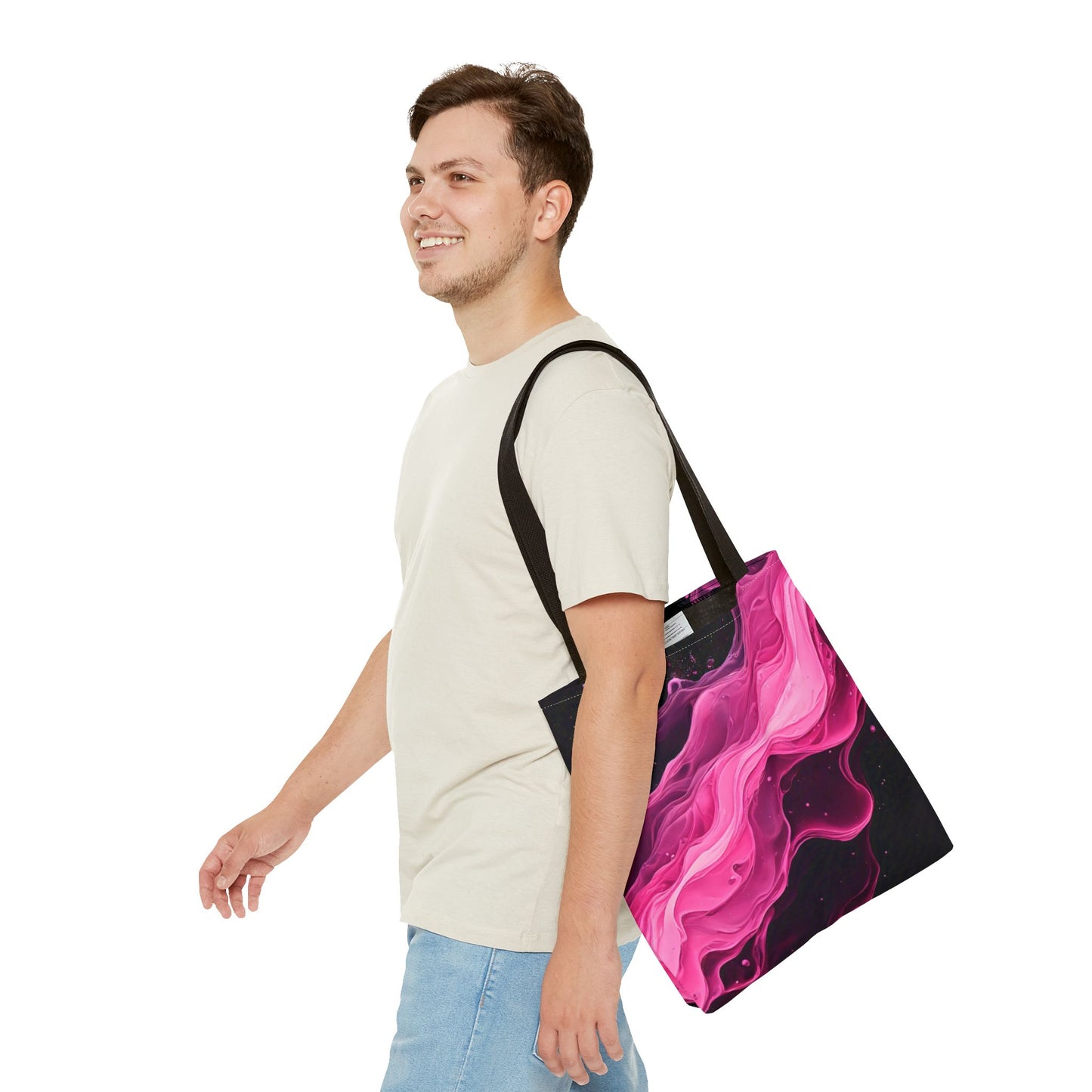 Pink Abstract Tote Bag | Bold Magenta Swirl Art Print Tote | Abstract Expressionism Carryall | Statement Shopper | Canvas Tote Bag