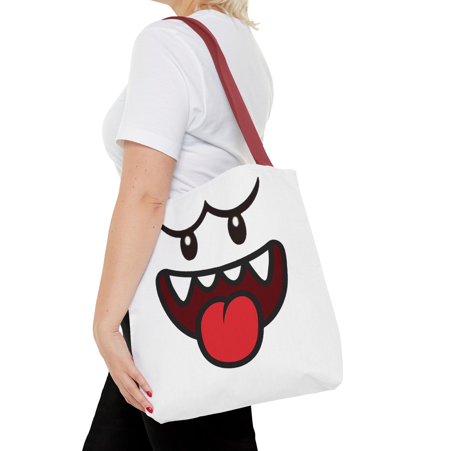 Funny Ghost Face Tote Bag, Spooky Halloween Shopping Bag, Creepy Cute Gamer Tote, Novelty Reusable Canvas Bag, Horror Themed Trick or Treat Bag