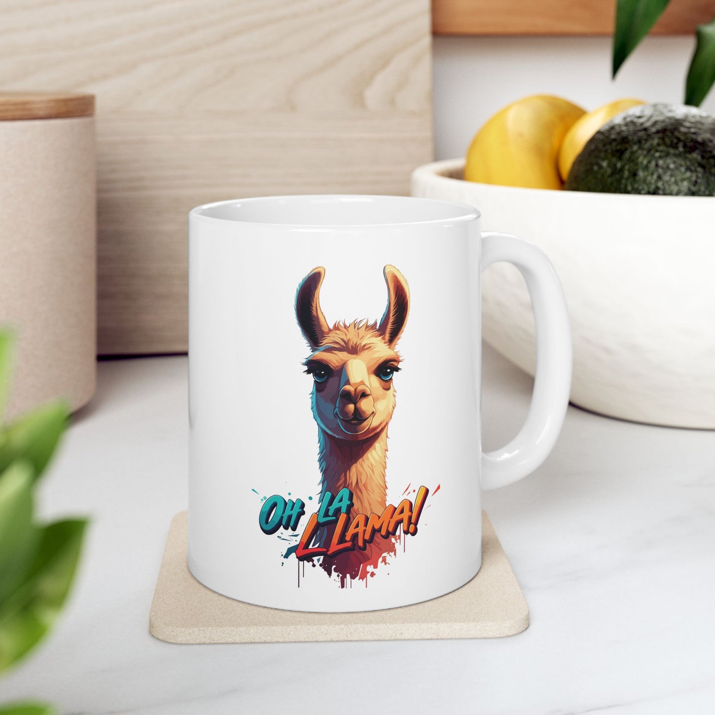Oh La Llama Mug – Cute Llama Coffee Cup 11 oz & 15 oz Ceramic | Funny Animal Gift For Llama Lover Kitchen Decor