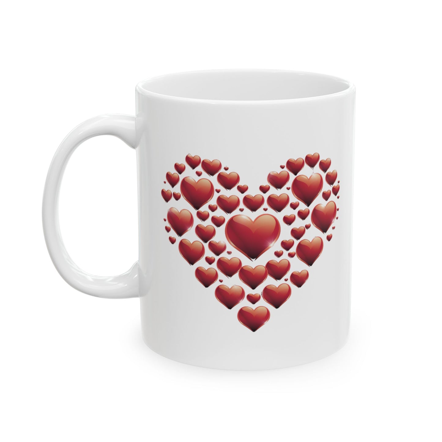 Mug - Heart Made Out of Hearts Fun Ceramic Mug (11oz, 15oz)