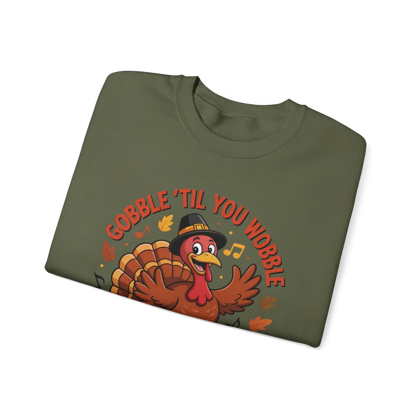 Gobble Til You Wobble Sweatshirt, Funny Cartoon Turkey Thanksgiving Crewneck, Dancing Turkey Fall Pullover, Cozy Friendsgiving Holiday Top