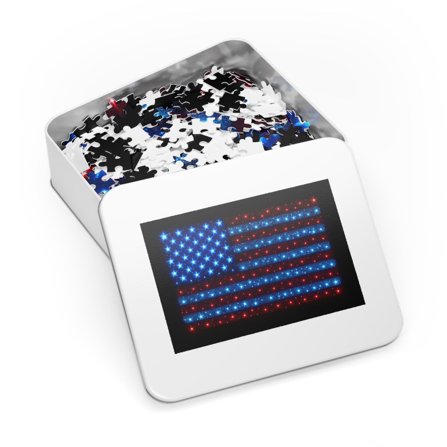 Bioluminescent USA Flag Jigsaw Puzzle - Patriotic Cosmic Puzzle 252-2000PC - Starry Red White Blue Home Decor Family Game Night Gift