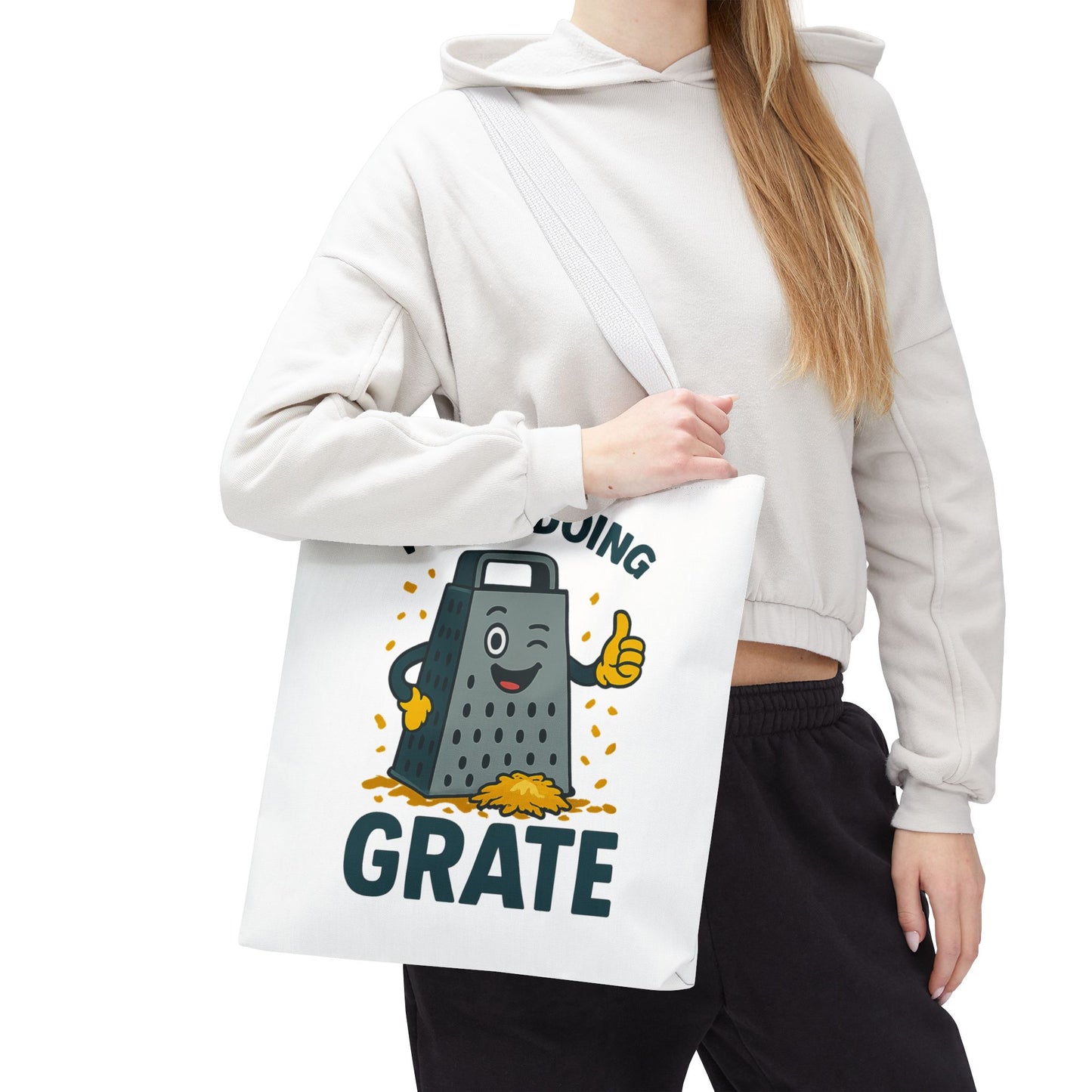 Funny Cheese Pun Tote Bag – “You’re Doing Grate” Grocery Bag | Cute Gift for Coworkers, Teachers, Food Lovers & Everyday Motivation