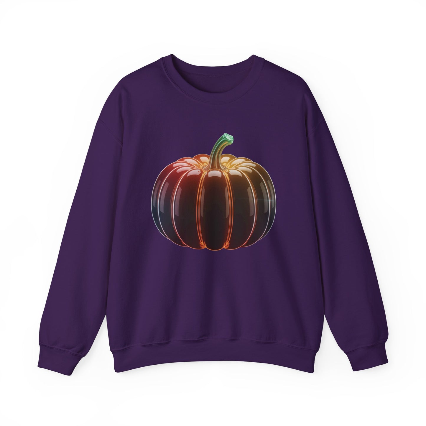 Neon Pumpkin Sweatshirt, Fall Halloween Crewneck, Cozy Unisex Pullover, Spooky Season Apparel, Aesthetic Pumpkin Shirt For Autumn Lovers