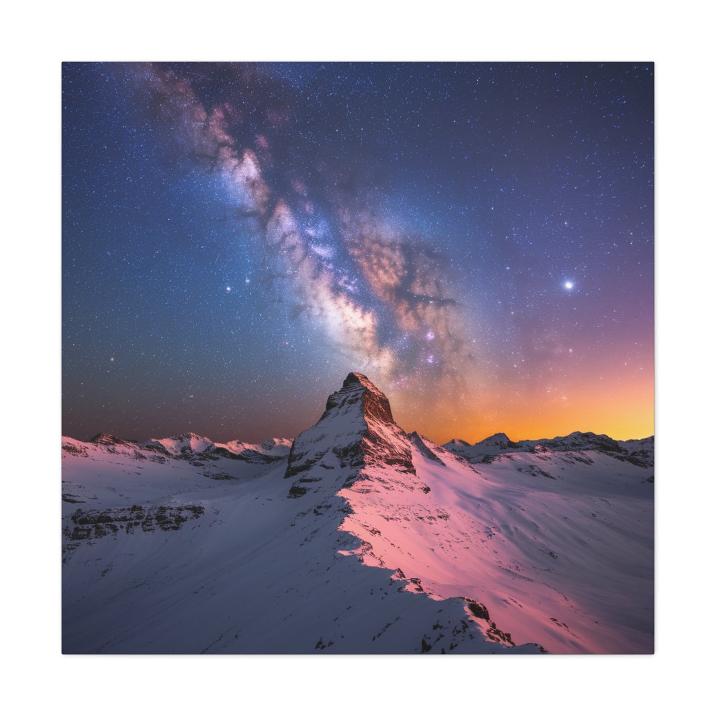 Canvas Art Mountain Top and Milky Way Galaxy View Space Canvas Starry Art with a View