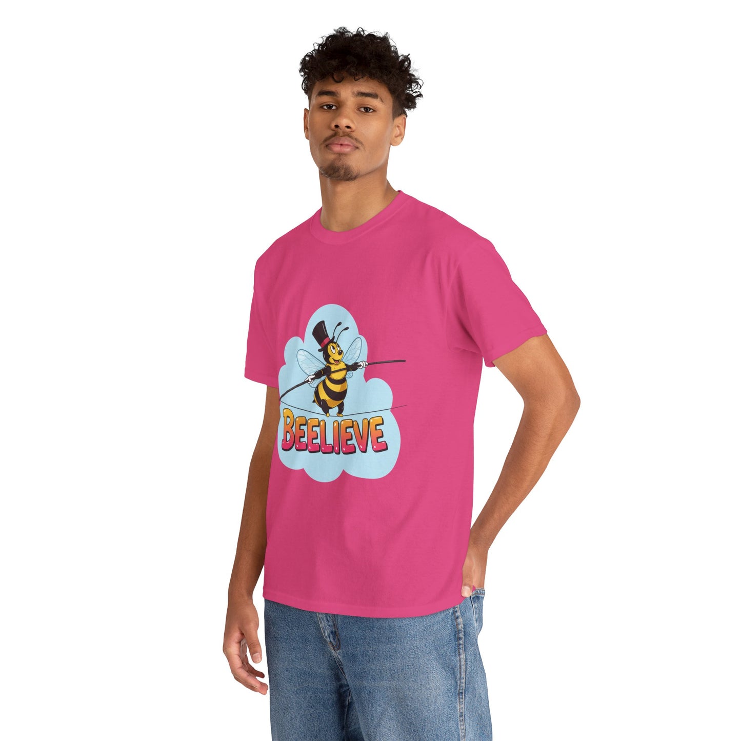 “Beelieve” Bee Pun T‑Shirt | Cute Bee Graphic Tee | Inspirational Pun Shirt | Funny Nature Lover Gift | Bee Belief Positive Vibes Tee