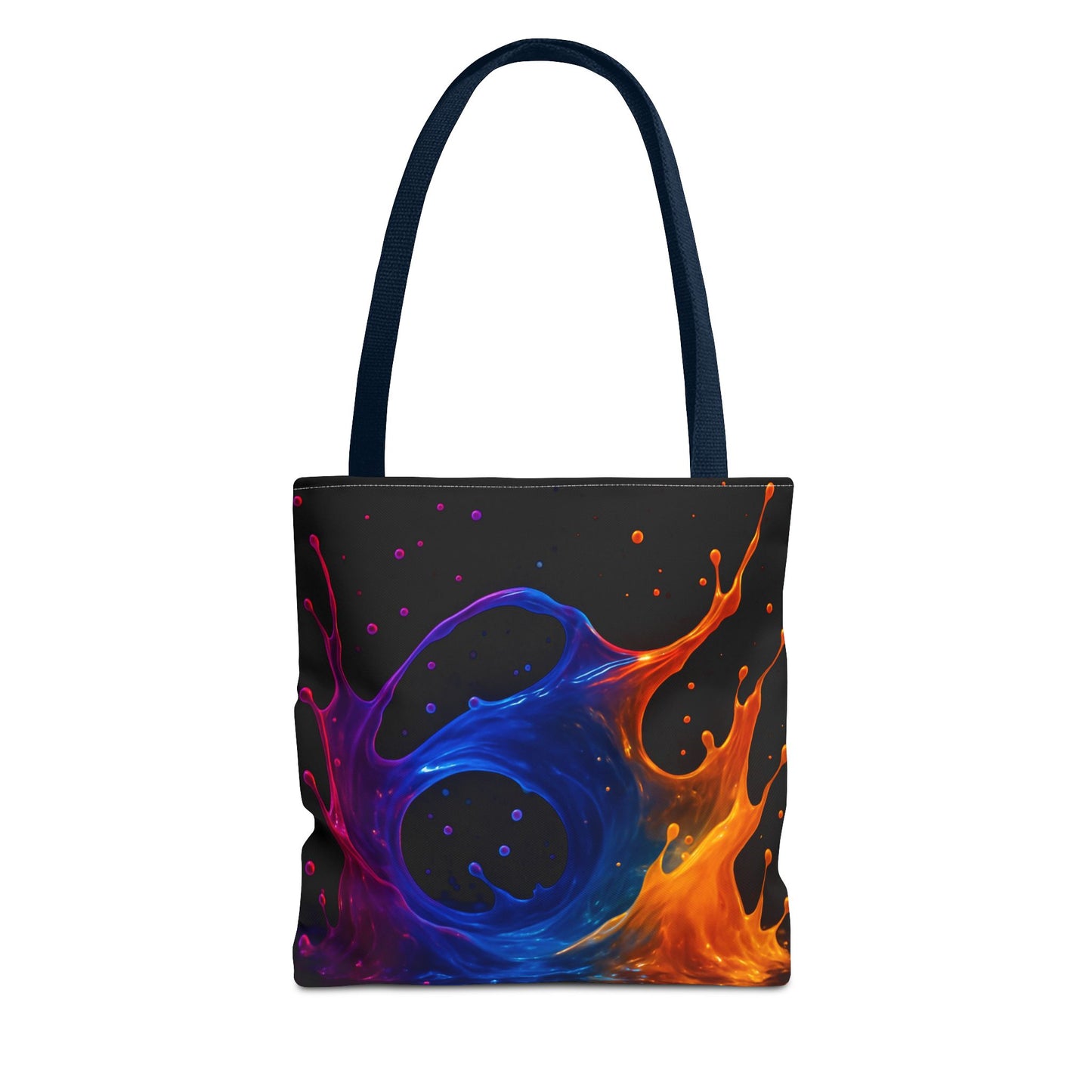 Elemental Fusion Tote Bag, Fire And Water Abstract Art Design, Vibrant Blue And Orange Splash Reusable Tote For Artists, Travel, And Everyday Use