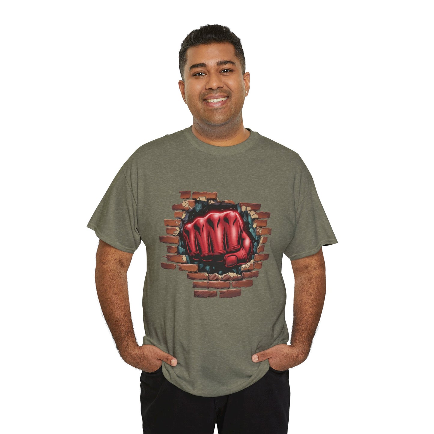 Impact Fist Graphic T-Shirt – Punch Through Brick Wall Design | Bold Streetwear Tee for Fighters, Gym & Edge-Lovers