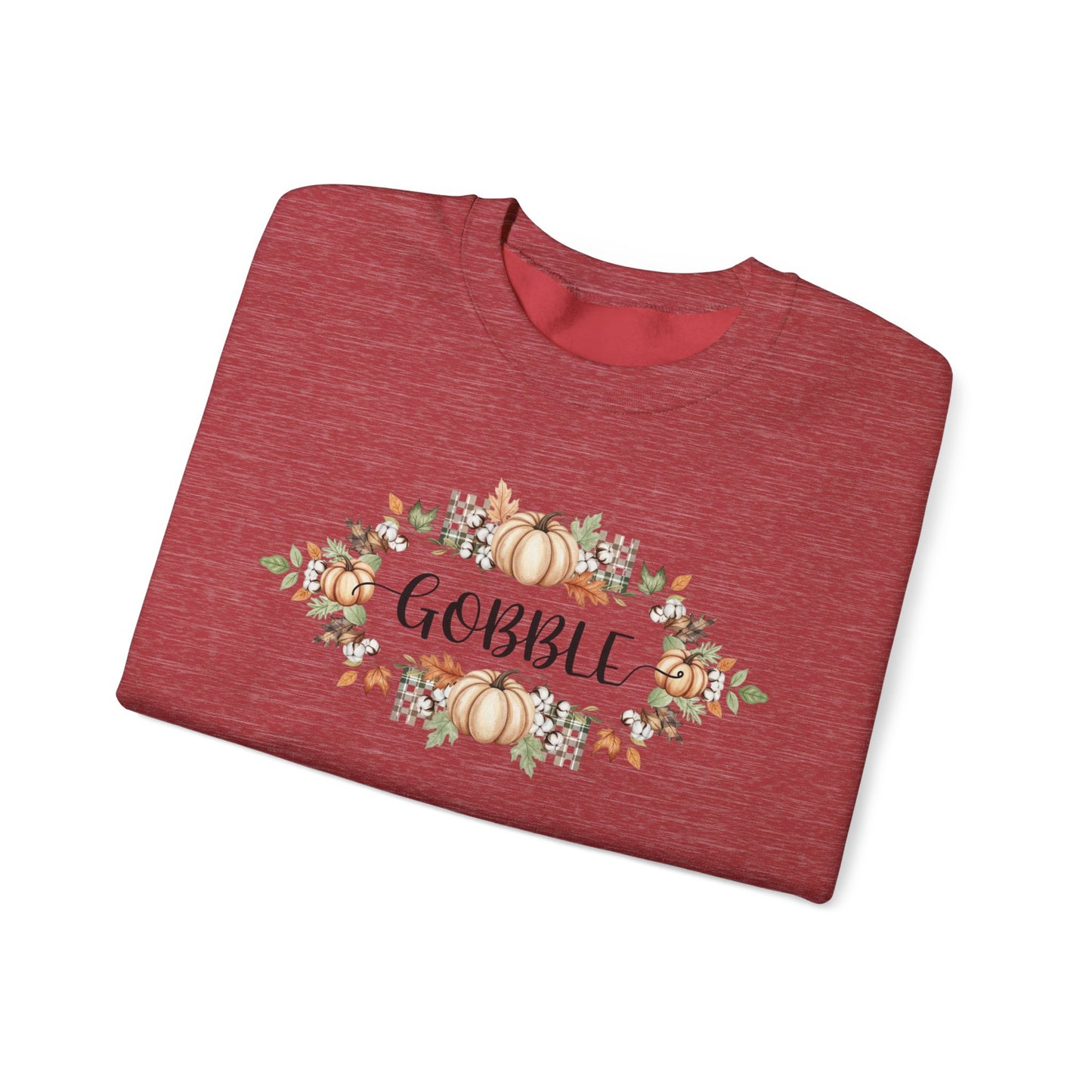 Gobble Thanksgiving Sweatshirt, Rustic Fall Turkey Crewneck, Autumn Pumpkin Floral Pullover, Thanksgiving Outfit Sweater Gift