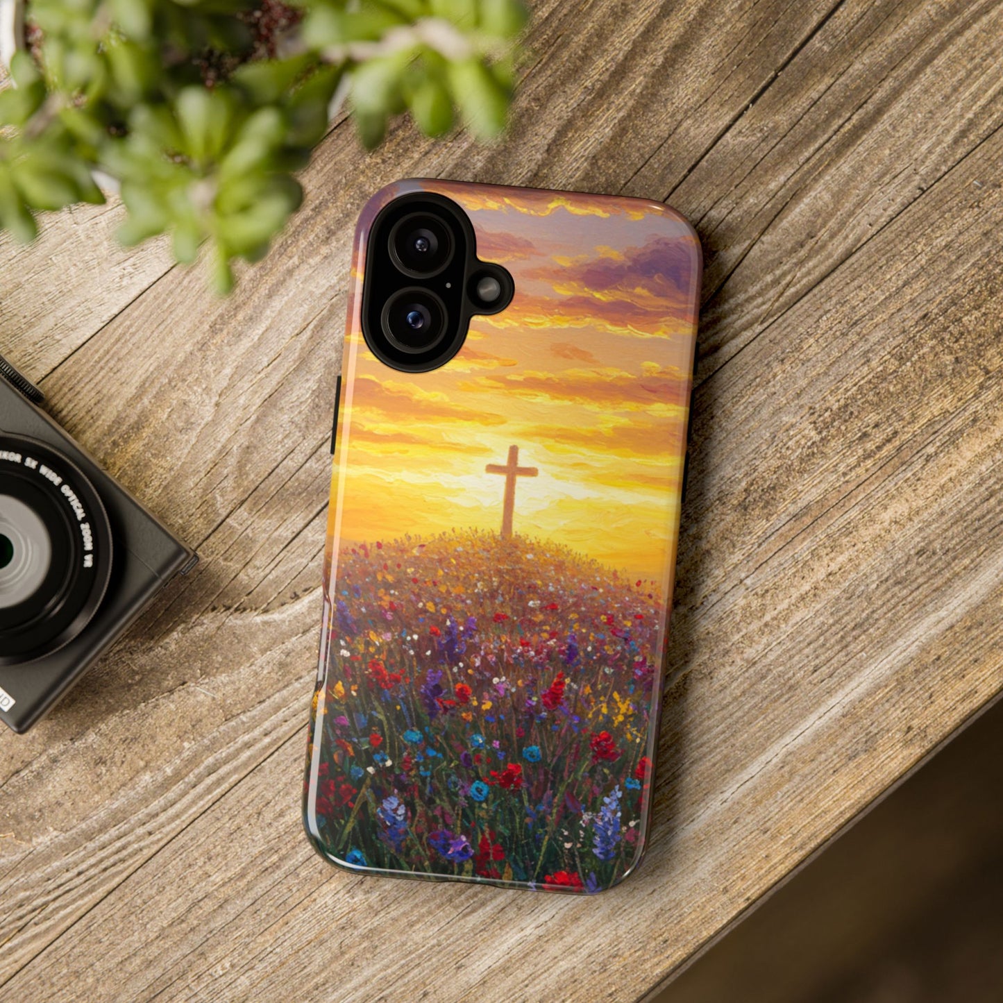 iPhone Case: Monet Style Cross Phone Case Christian Case Inspirational iPhone Case Spiritual Phone Case