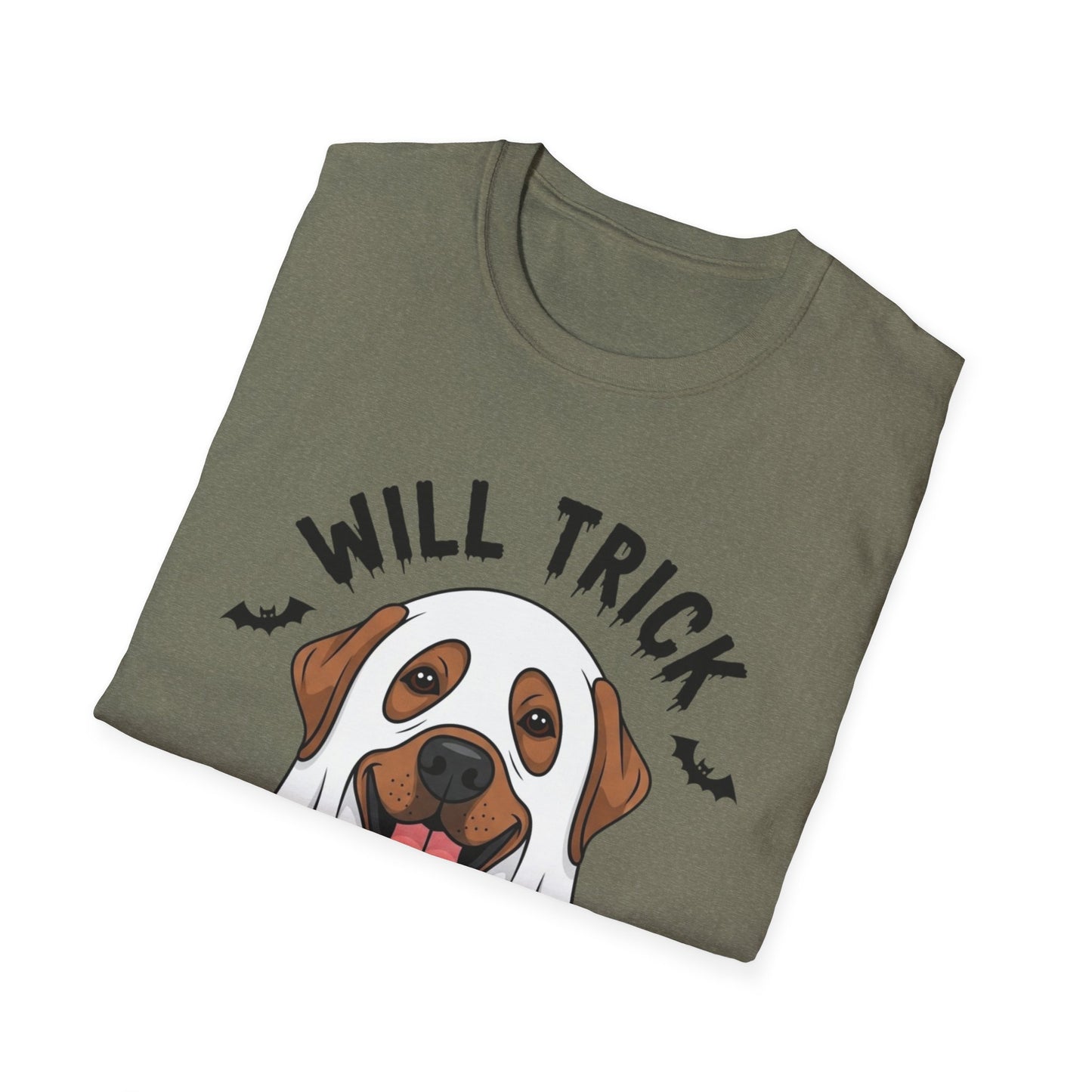 Will Trick for Treat Ghost Dog Halloween T-Shirt | Funny Spooky Dog Tee | Trick or Treat Pup Graphic Tee | Cute Fall Gift for Dog Lovers