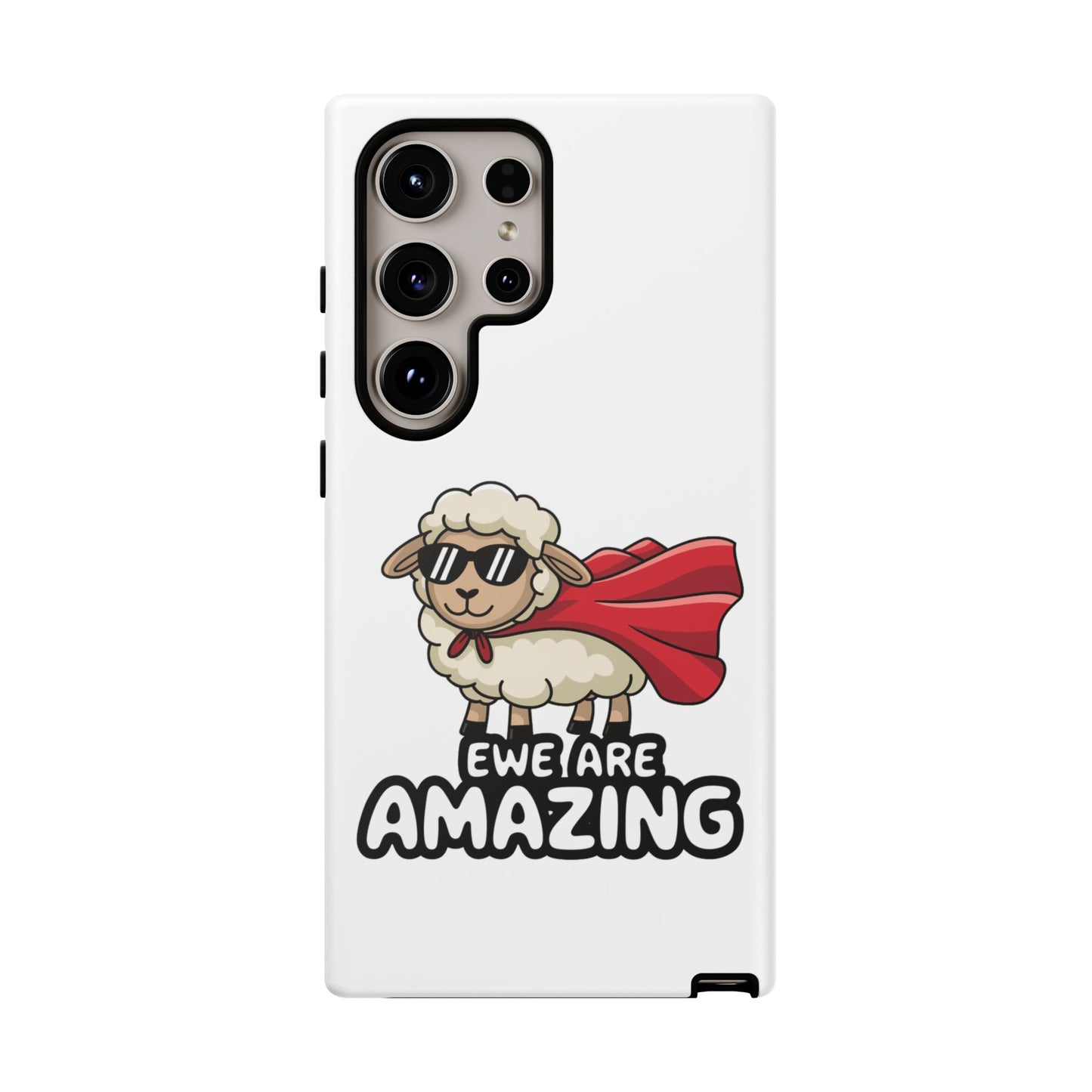 Funny Samsung Case - Cute Sheep Phone Cover - "Ewe Are Amazing" Gift for Her or Him - Animal Pun Superhero Case - Samsung Case
