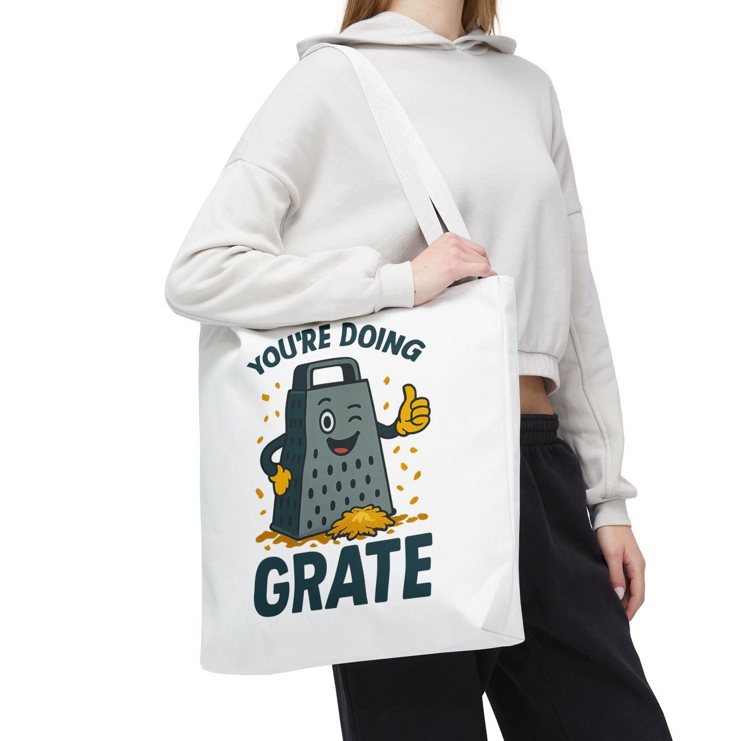 Funny Cheese Pun Tote Bag – “You’re Doing Grate” Grocery Bag | Cute Gift for Coworkers, Teachers, Food Lovers & Everyday Motivation