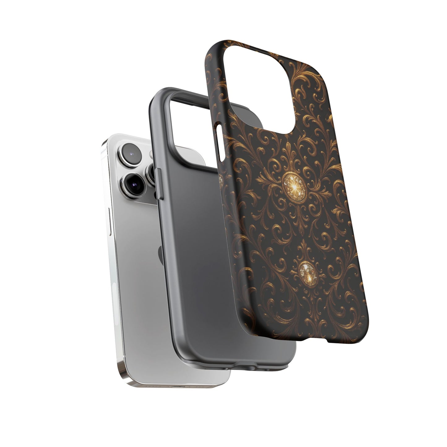Baroque iPhone Case β Elegant Gold Floral Scroll Design for iPhone 16, 15, 14, 13, Pro Max & More