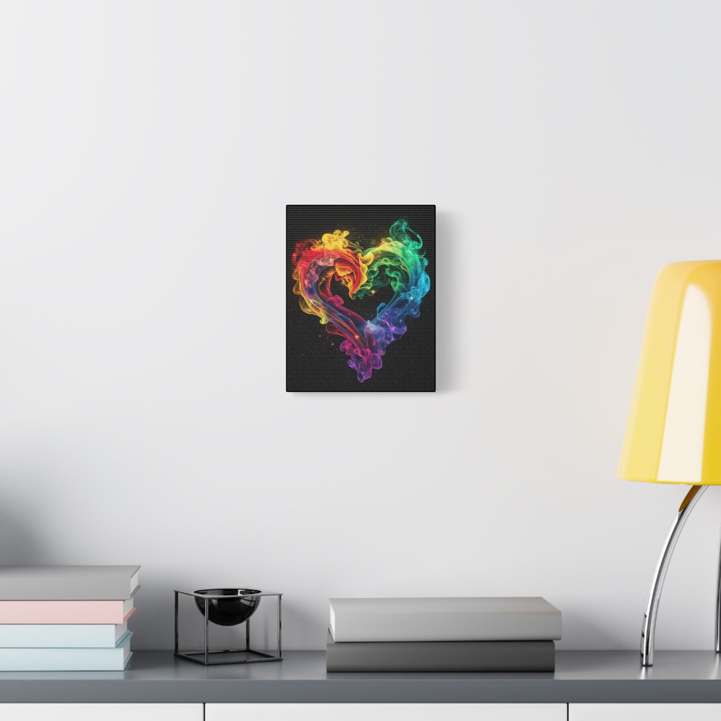 Canvas Art Print - Colorful Smoke Heart Design