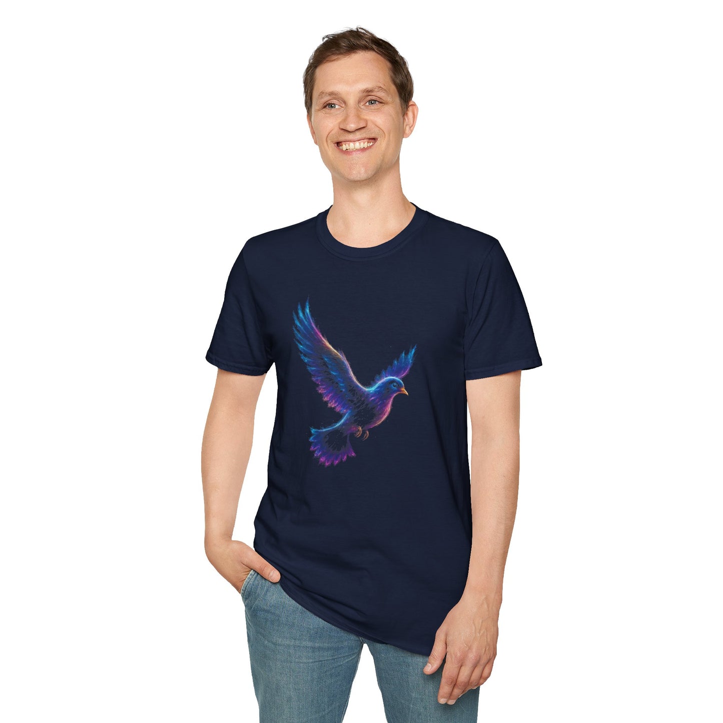 Abstract Dove Graphic Tee | Neon Spiritual Bird T-Shirt, Christian Symbol of Peace, Colorful Artsy Faith Shirt, Unique Religious Gift