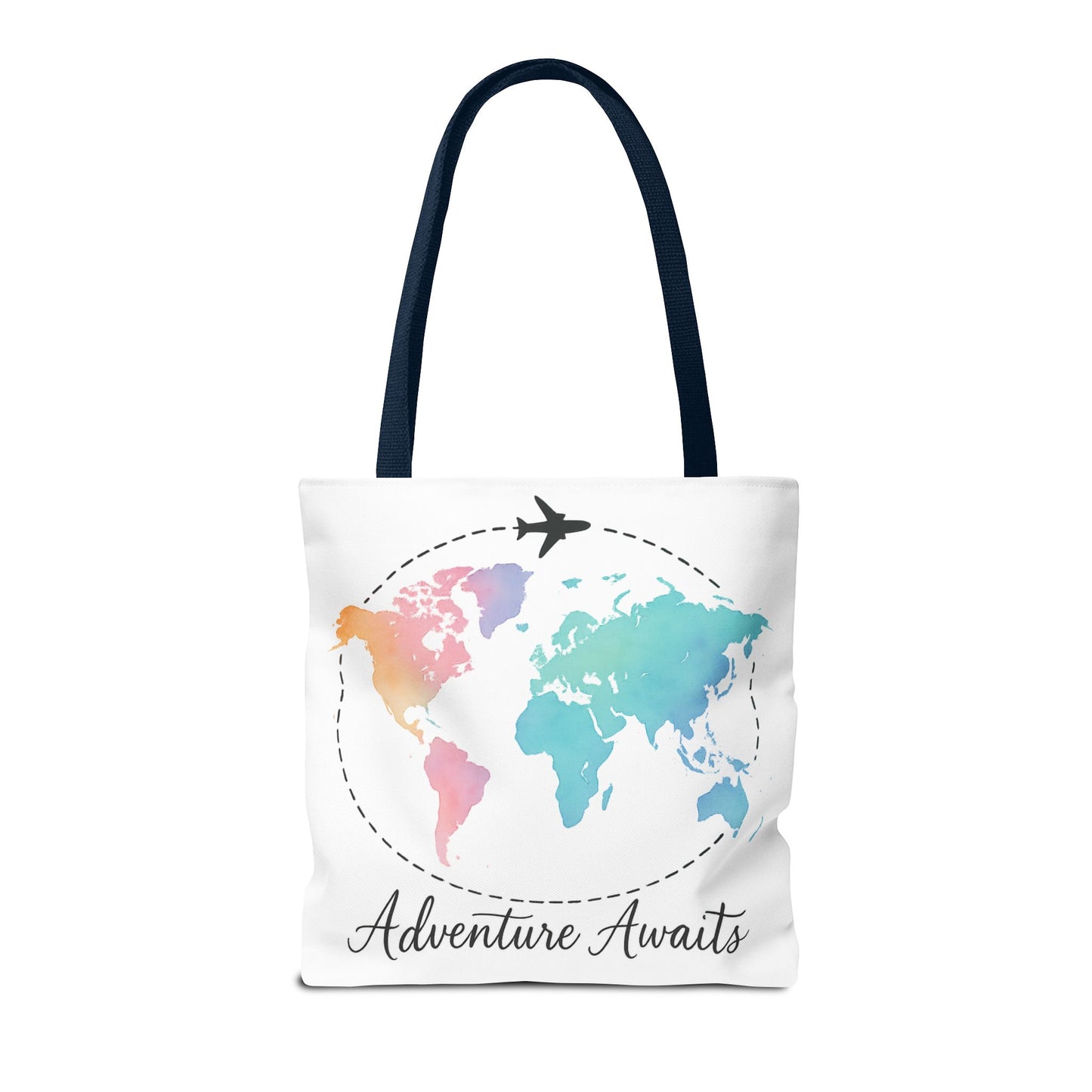 Adventure Awaits Watercolor World Map Tote Bag | Travel Canvas Tote | Wanderlust Gift, Beach, Camping, Airport Carryall, Eco-Friendly
