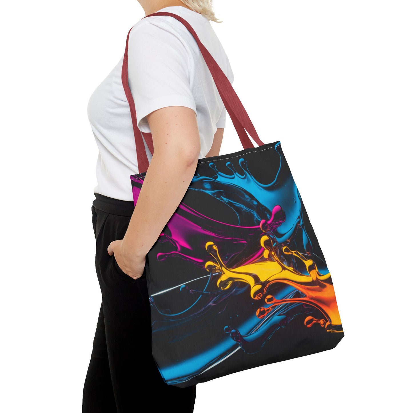 Abstract Neon Splash Tote Bag, Vibrant Colorful Art Bag, Reusable Shopping Bag, Modern Everyday Carryall, Bright Aesthetic Gift For Her