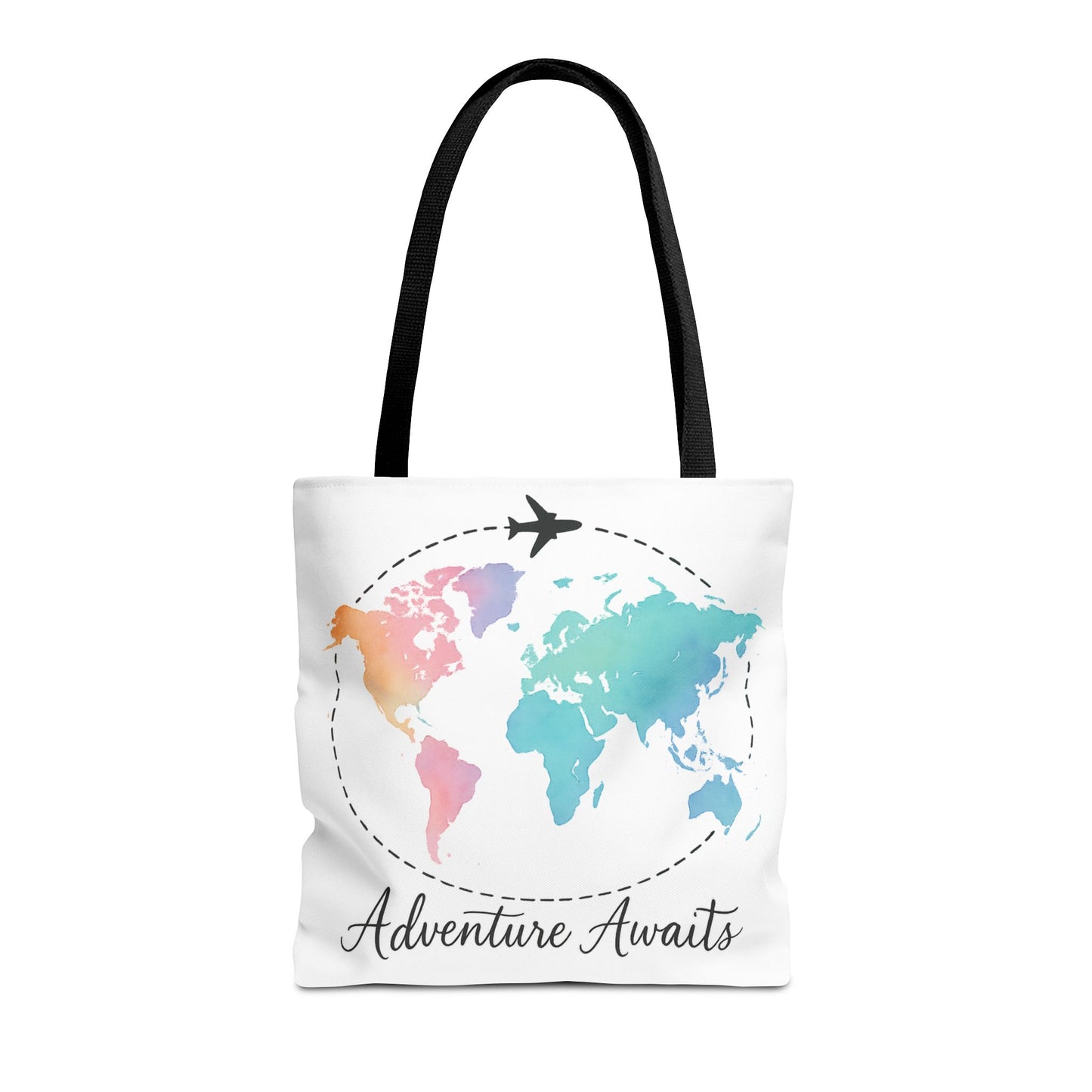 Adventure Awaits Watercolor World Map Tote Bag | Travel Canvas Tote | Wanderlust Gift, Beach, Camping, Airport Carryall, Eco-Friendly
