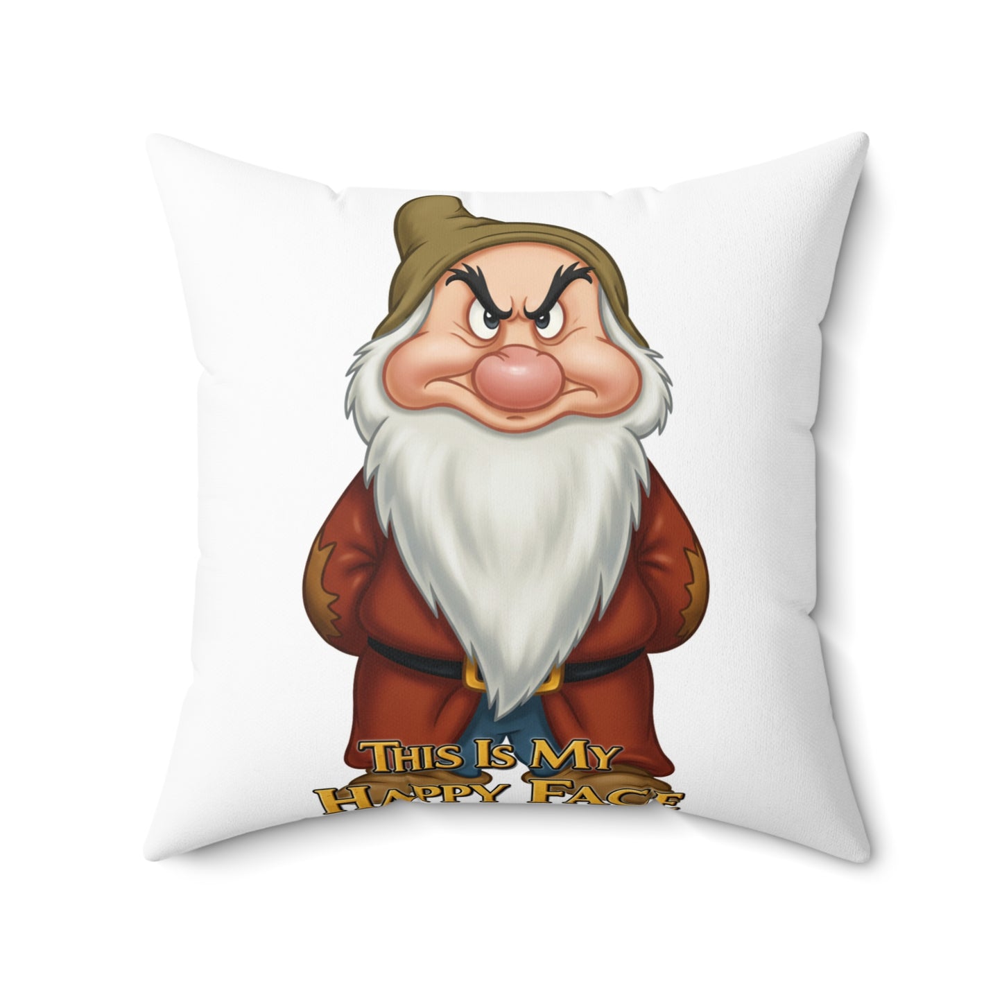 Funny Gnome 'This Is My Happy Face' Pillow - Perfect Home Decor for Gnome Lovers