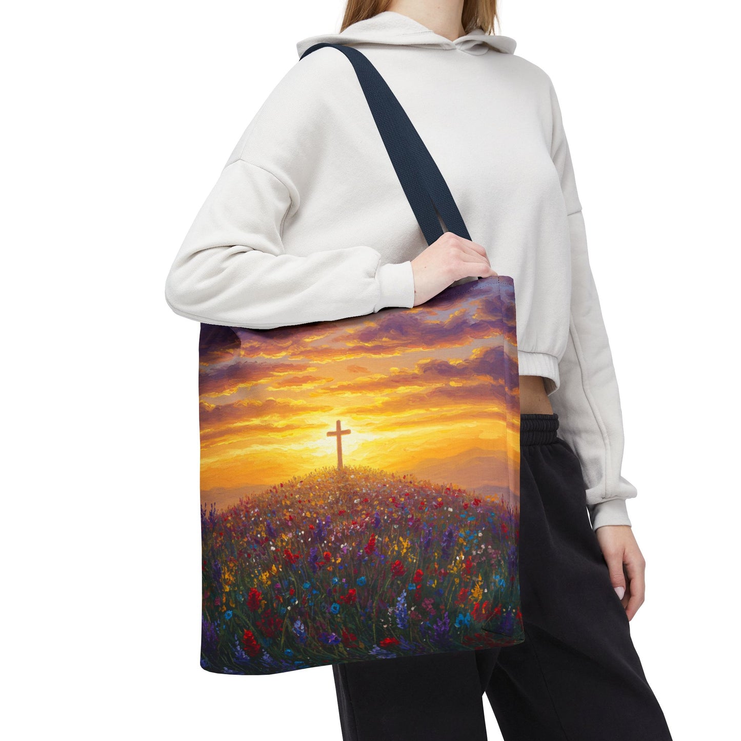 Cross Painted Tote Bag Christian Bag Inspirational Tote Spiritual Bag Religious Tote Bag