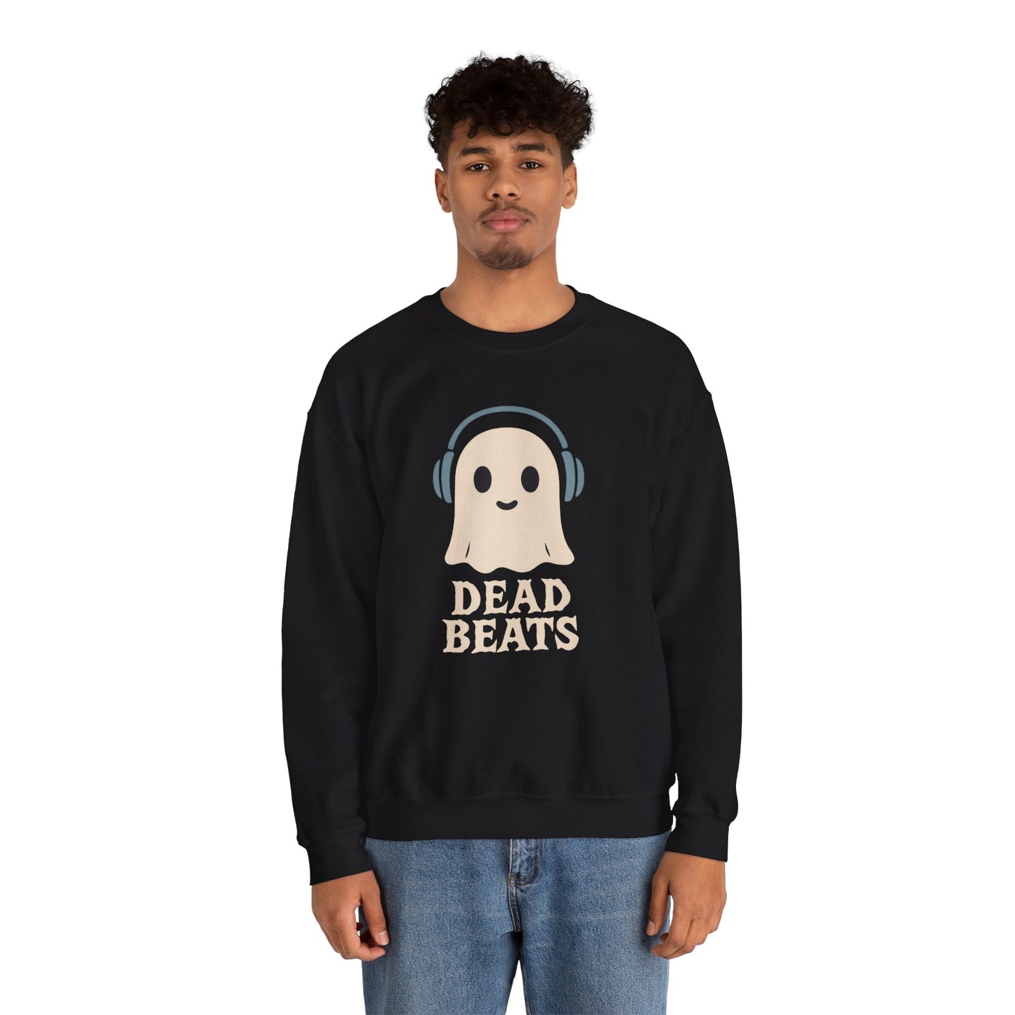Dead Beats Ghost Sweatshirt, Funny Halloween Crewneck, Spooky Season Pullover, Music Lover Halloween Shirt, Cute Ghost Graphic Top
