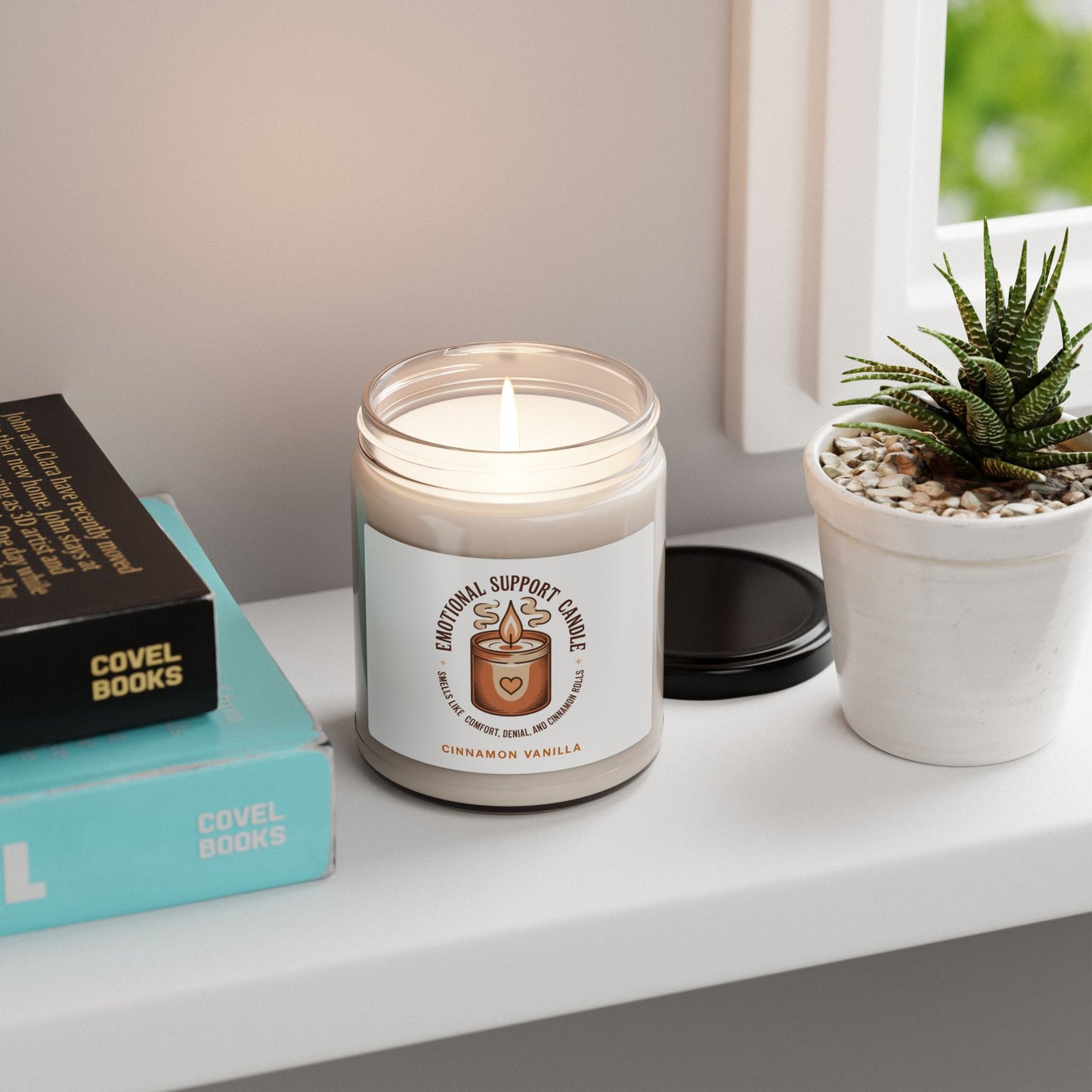 Emotional Support Candle, Cinnamon Vanilla Scented Soy Candle, Cozy Aromatherapy Jar Candle, Relaxation And Self-Care Gift For Home