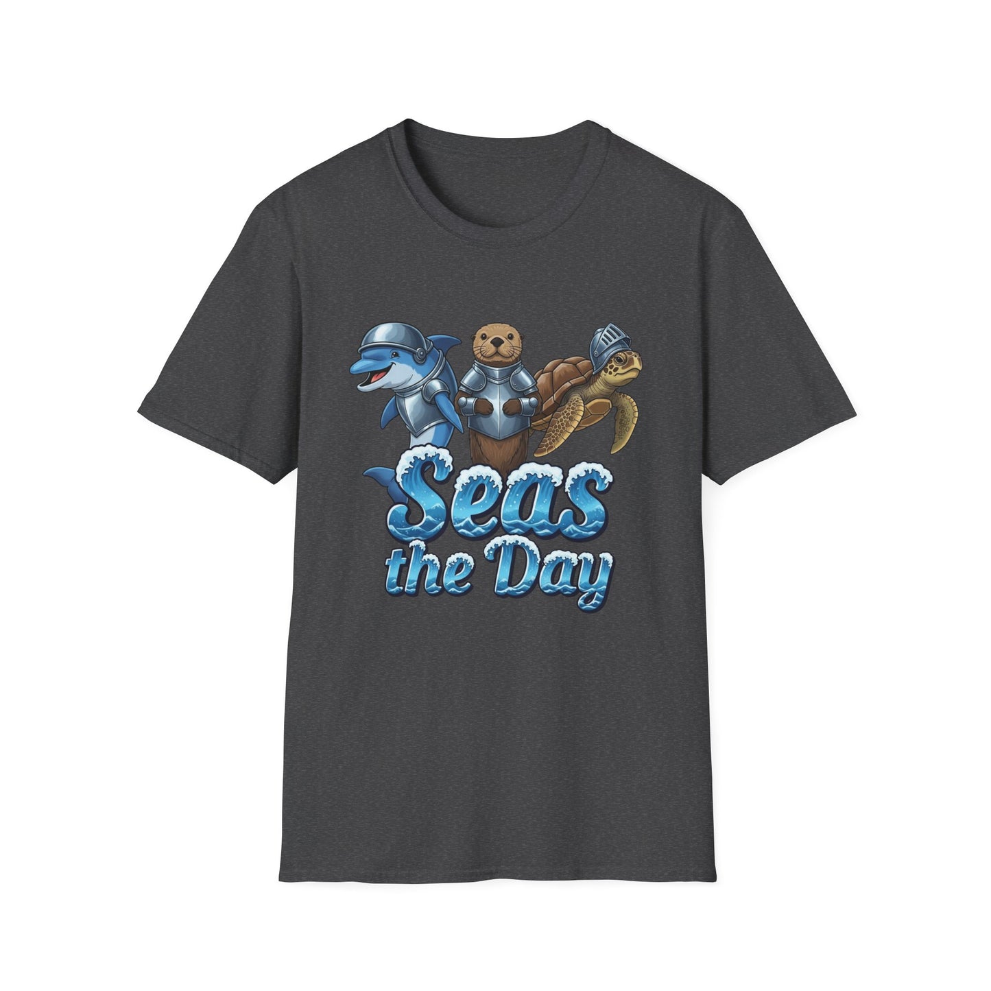 Seas the Day Shirt | Ocean Knight Animals Dolphin Otter Turtle Graphic Tee | Funny Sea Life Adventure Tee | Gift for Beach Lovers