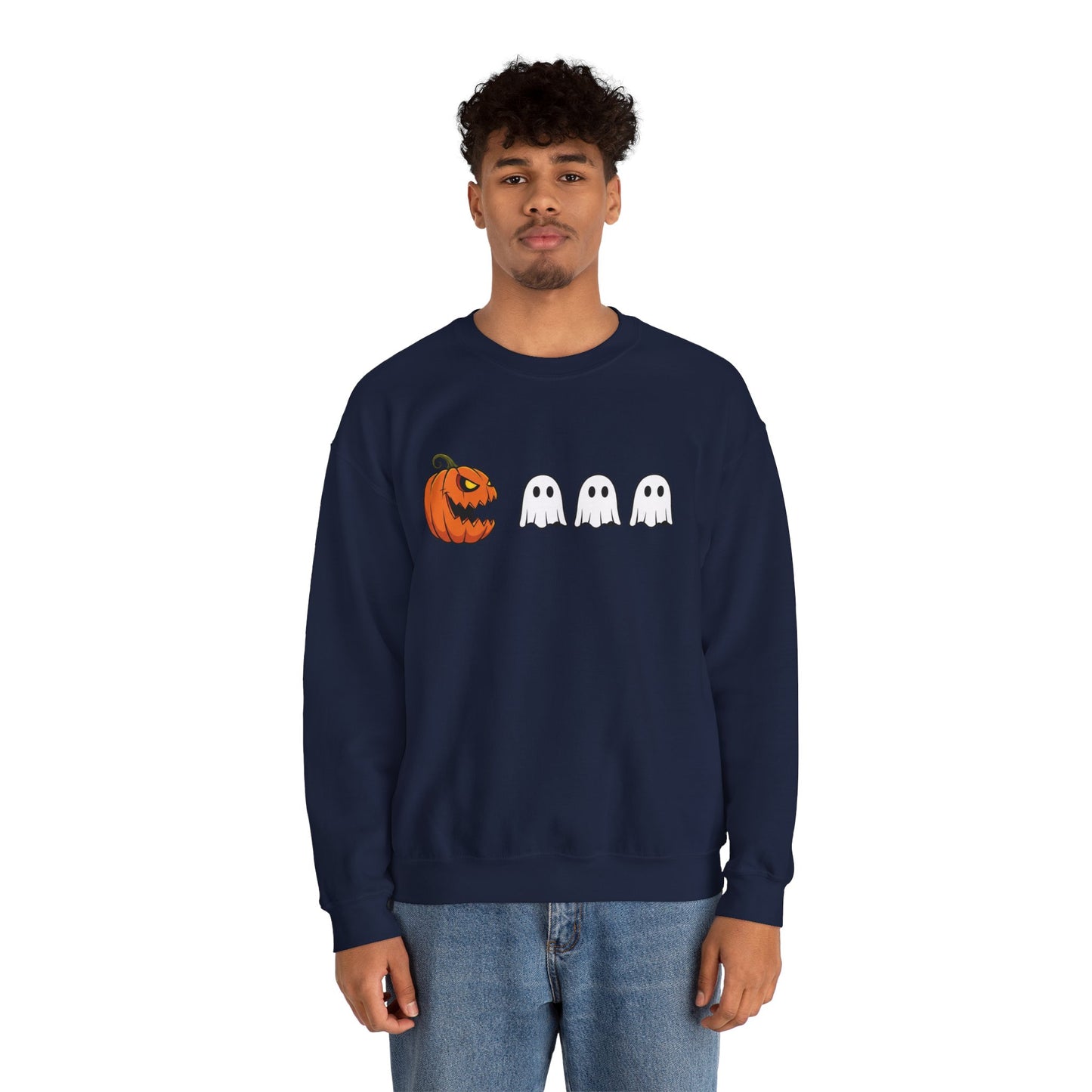Pumpkin Ghost Sweatshirt, Funny Halloween Crewneck, Spooky Ghost Sweater, Cute Pumpkin Sweatshirt, Fall Outfit, Scary Face Sweatshirt