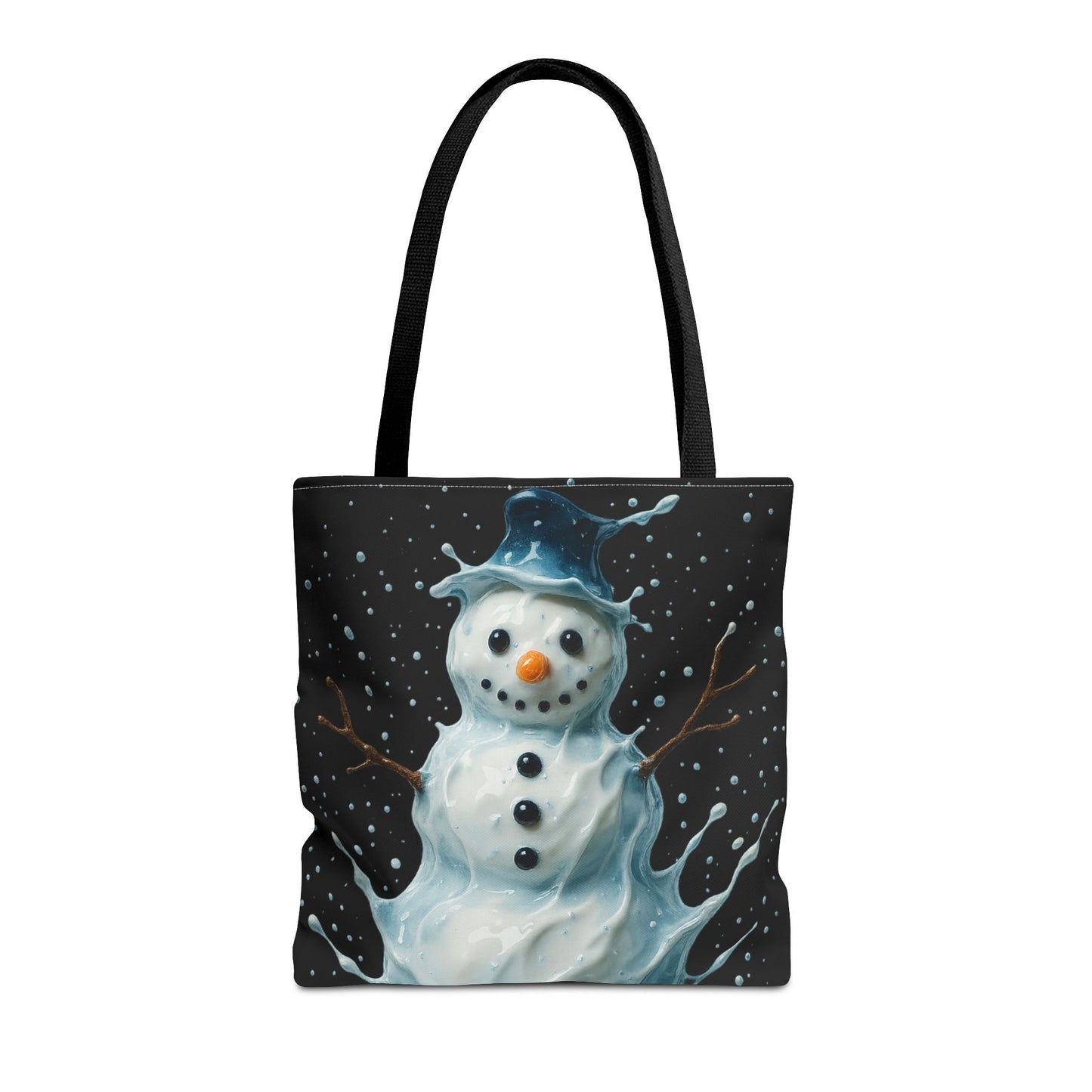 Winter Snowman Tote Bag, Festive Christmas Gift Bag, Holiday Shopping Tote, Snowy Season Accessory, Reusable Winter Art Bag For Everyday Use