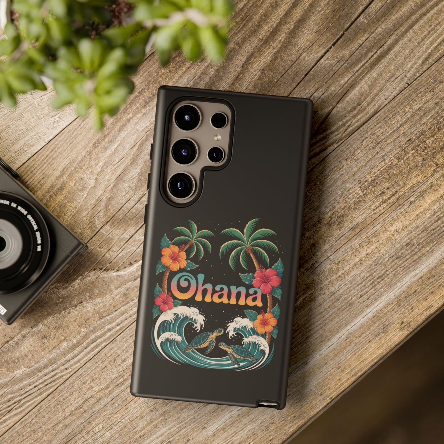 Tropical Ohana Samsung Case - Summer Beach Phone Cover - Hawaiian Palm & Hibiscus Design - Rugged & Glossy Protector for Galaxy