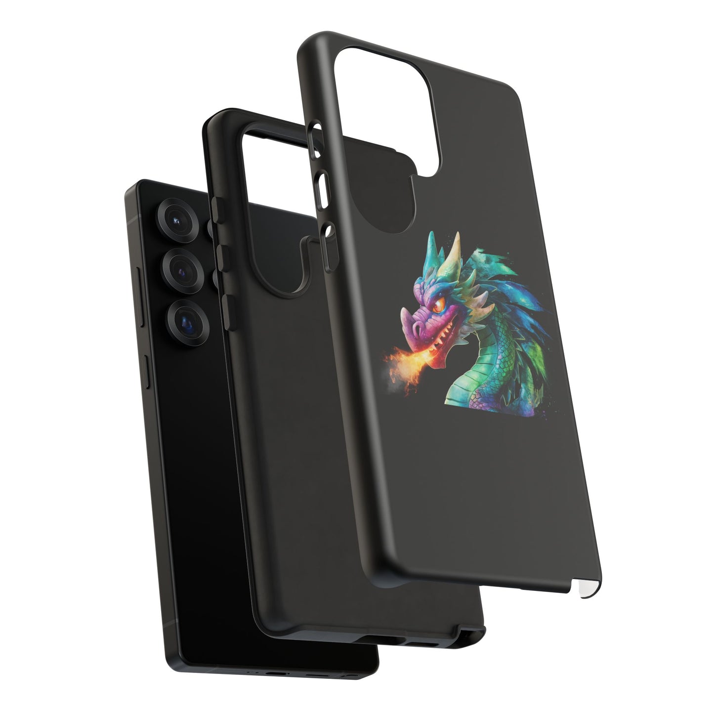 Fire-Breathing Dragon Samsung Case - Tough Fantasy Art Cover - Dark Academia Aesthetic Geek Gift for Galaxy S23/S24/S25/Ultra