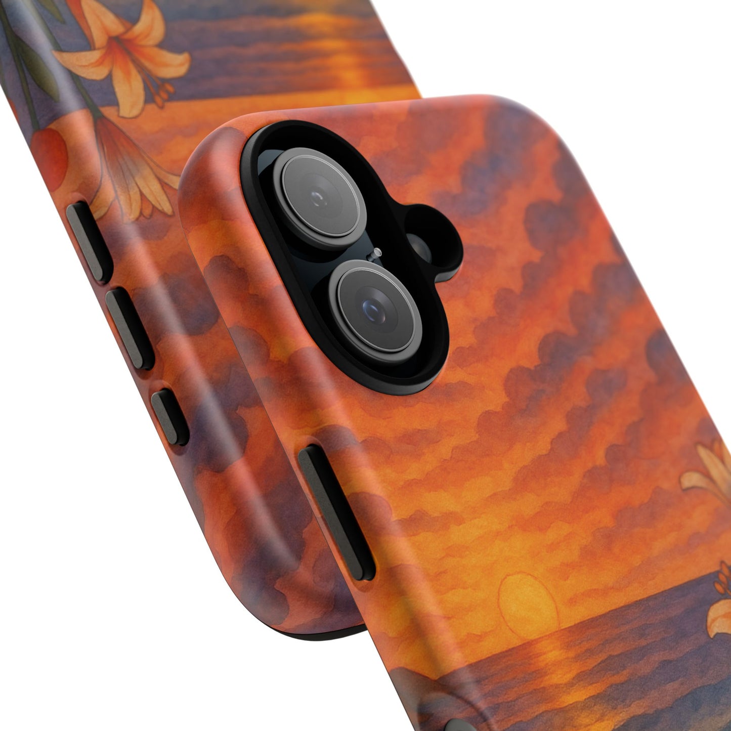 iPhone Case - Floral Ocean Sunset Watercolor Tough Case Nautical Phone Case Beach iPhone Case Ocean Sunset Theme