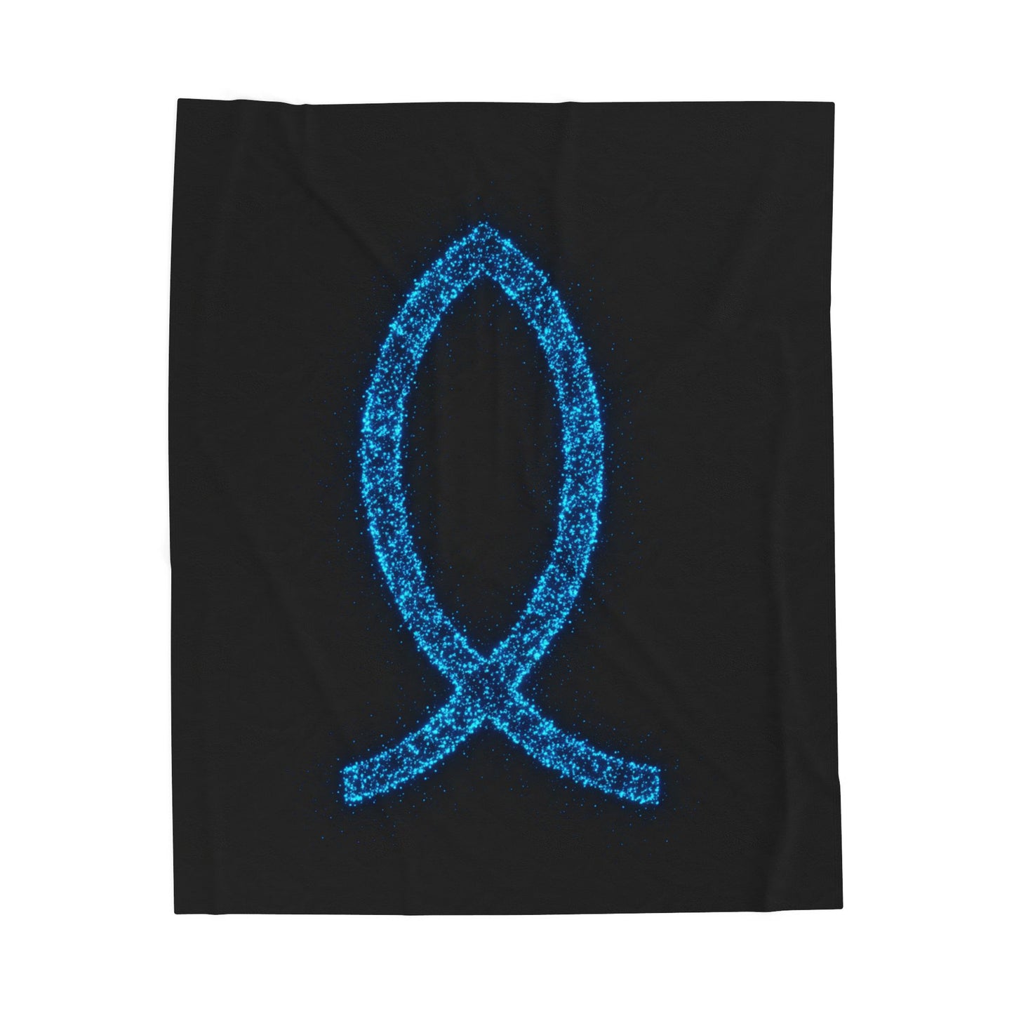 Cozy Velveteen Plush Blanket with Sparkling Blue Fish Design