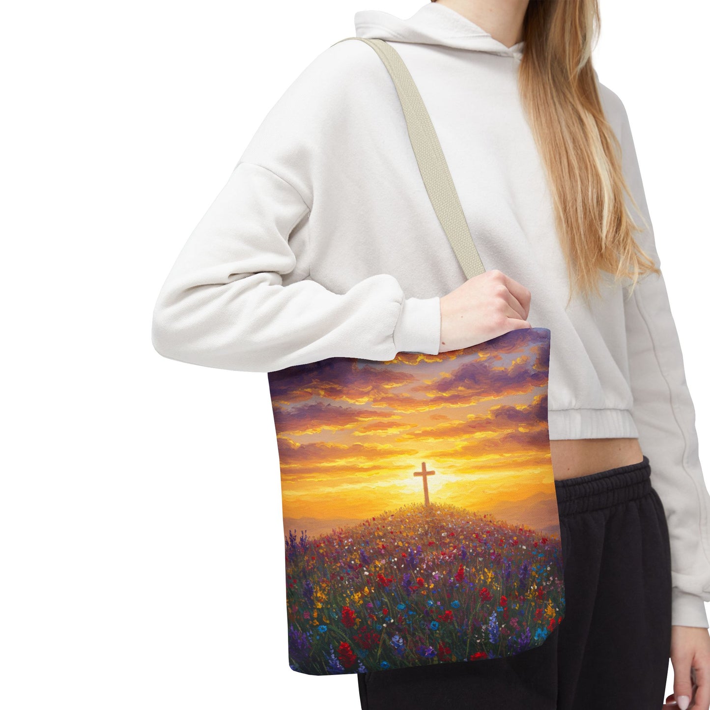 Cross Painted Tote Bag Christian Bag Inspirational Tote Spiritual Bag Religious Tote Bag