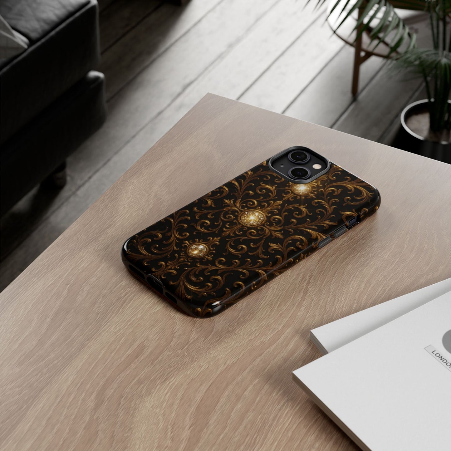 Baroque iPhone Case β Elegant Gold Floral Scroll Design for iPhone 16, 15, 14, 13, Pro Max & More